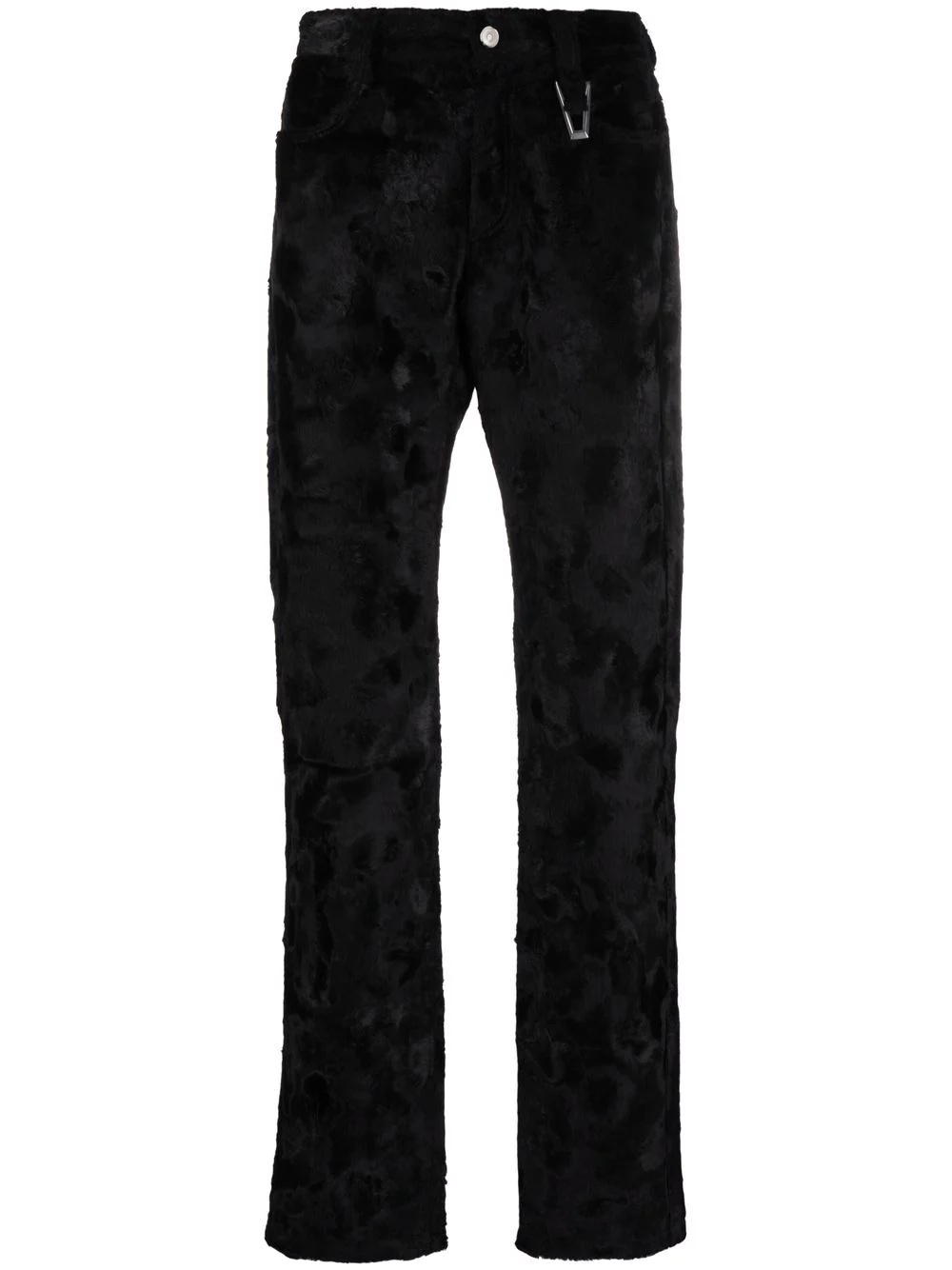 textured-finish straight-leg trousers - 1