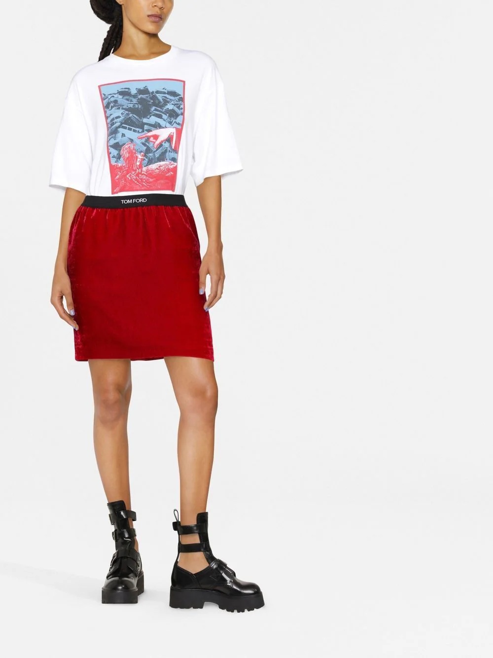 logo waistband velvet dress - 3