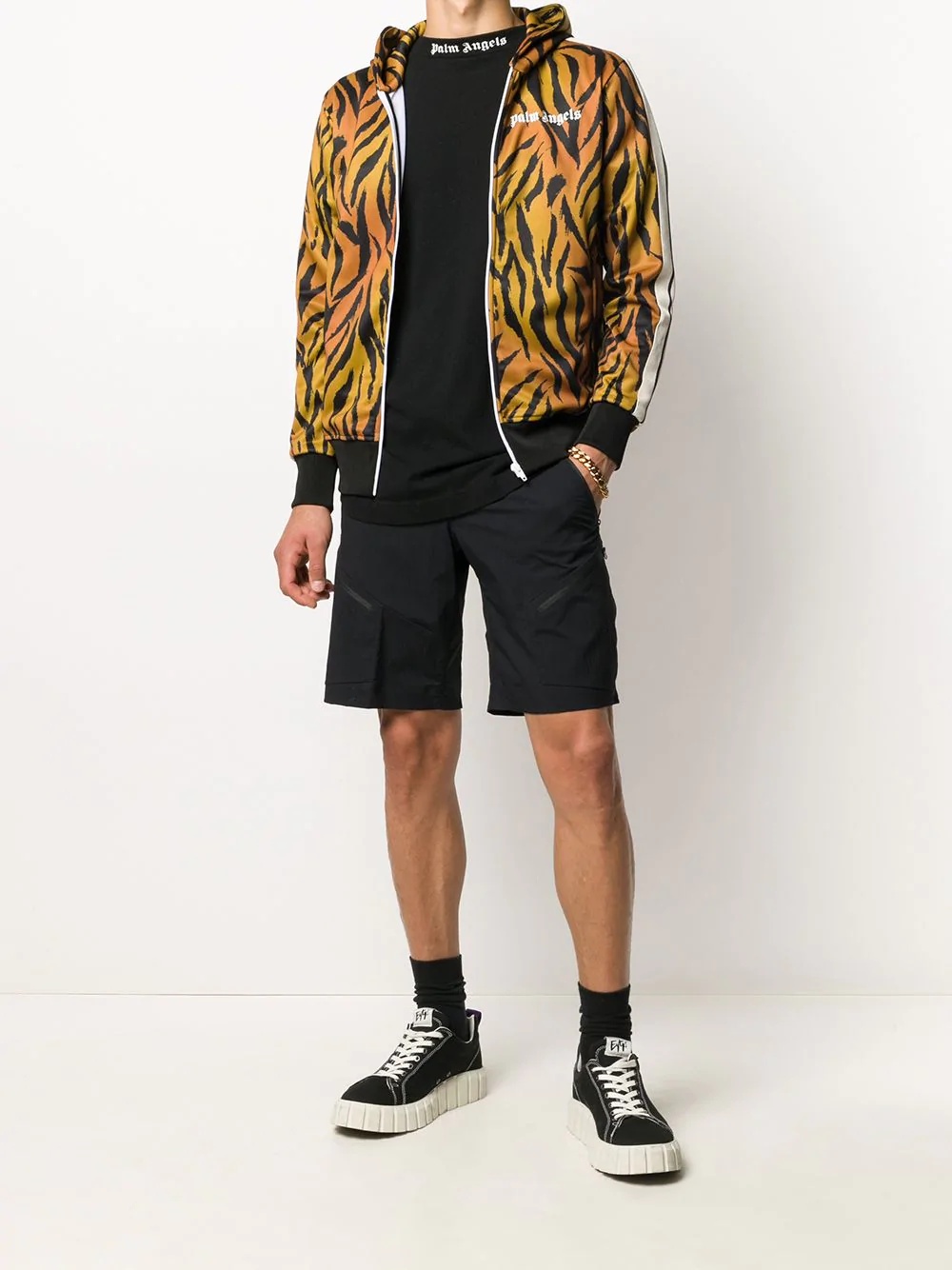 tiger-print zipped hoodie - 2