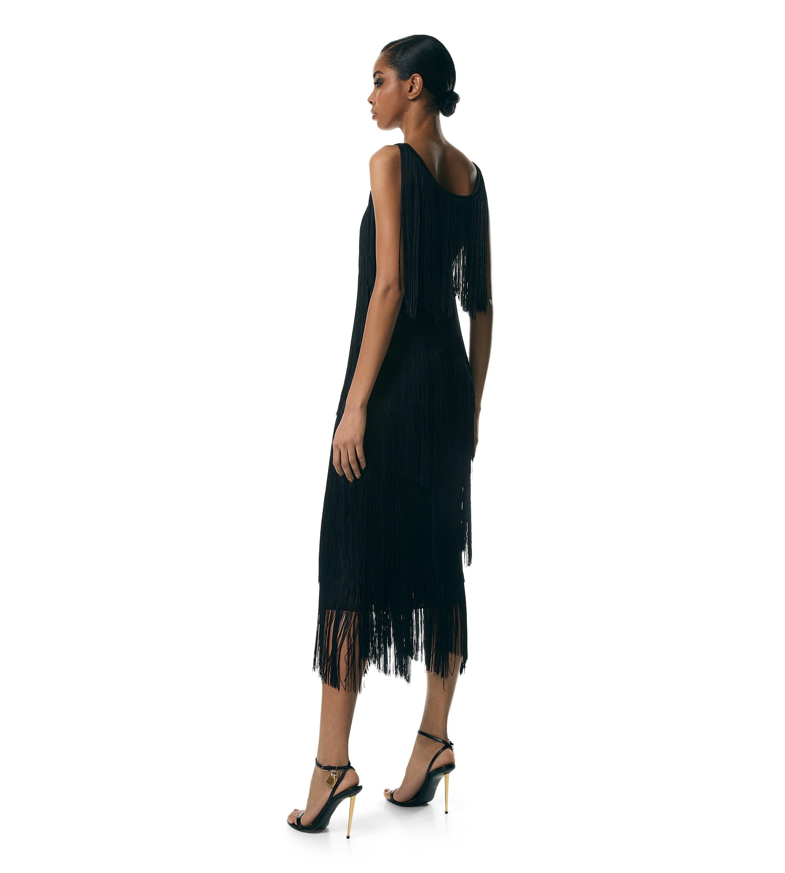 KNEE LENGTH FRINGE PENCIL SKIRT - 4