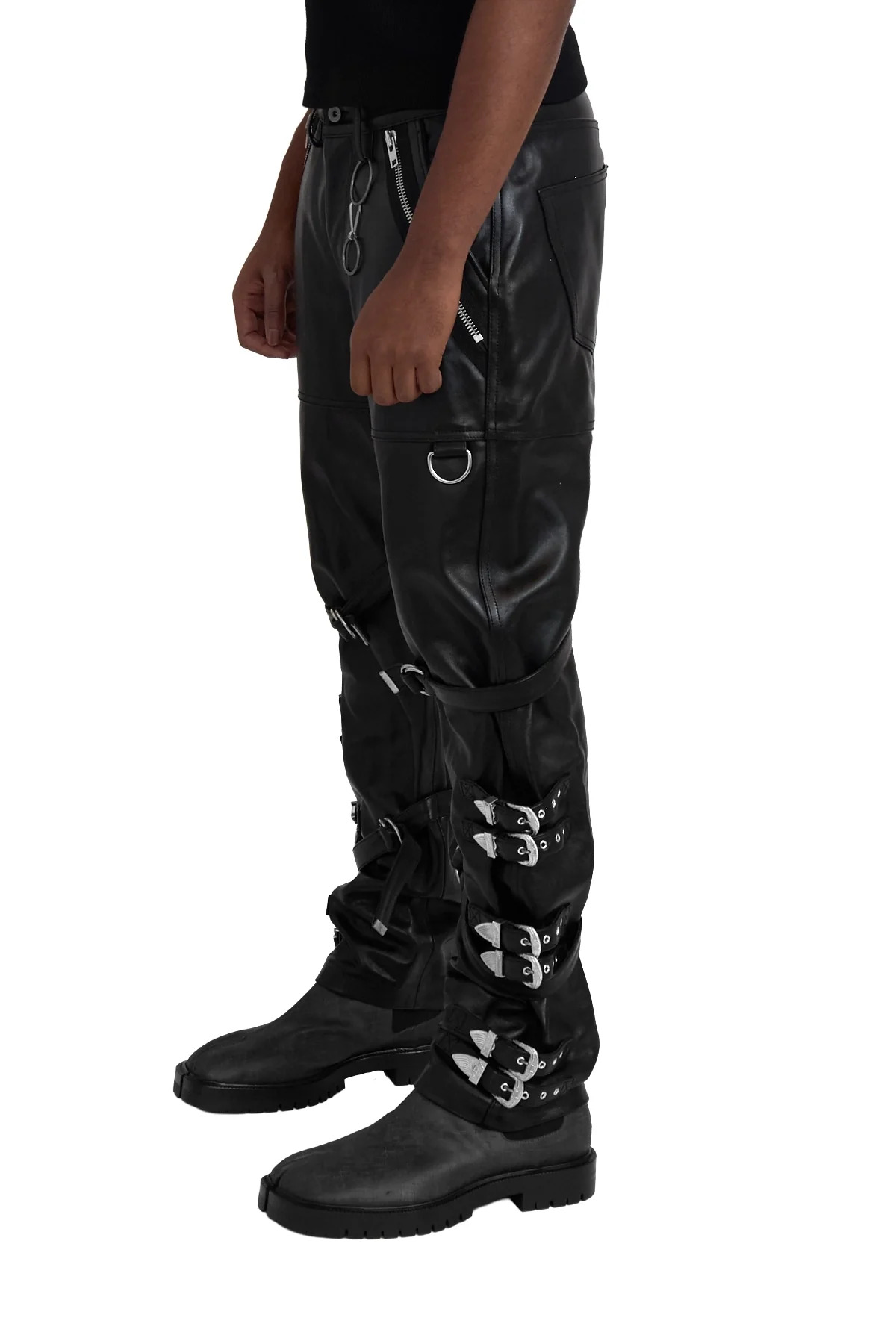 Doublet Buckle Overload Leather Pants Black - 5