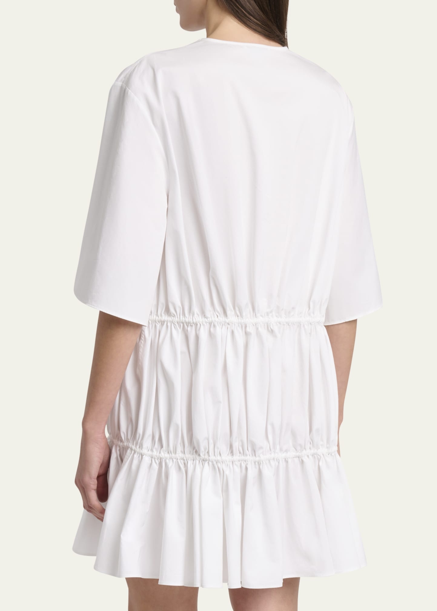 Short-Sleeve Tiered Tie Mini Dress - 3