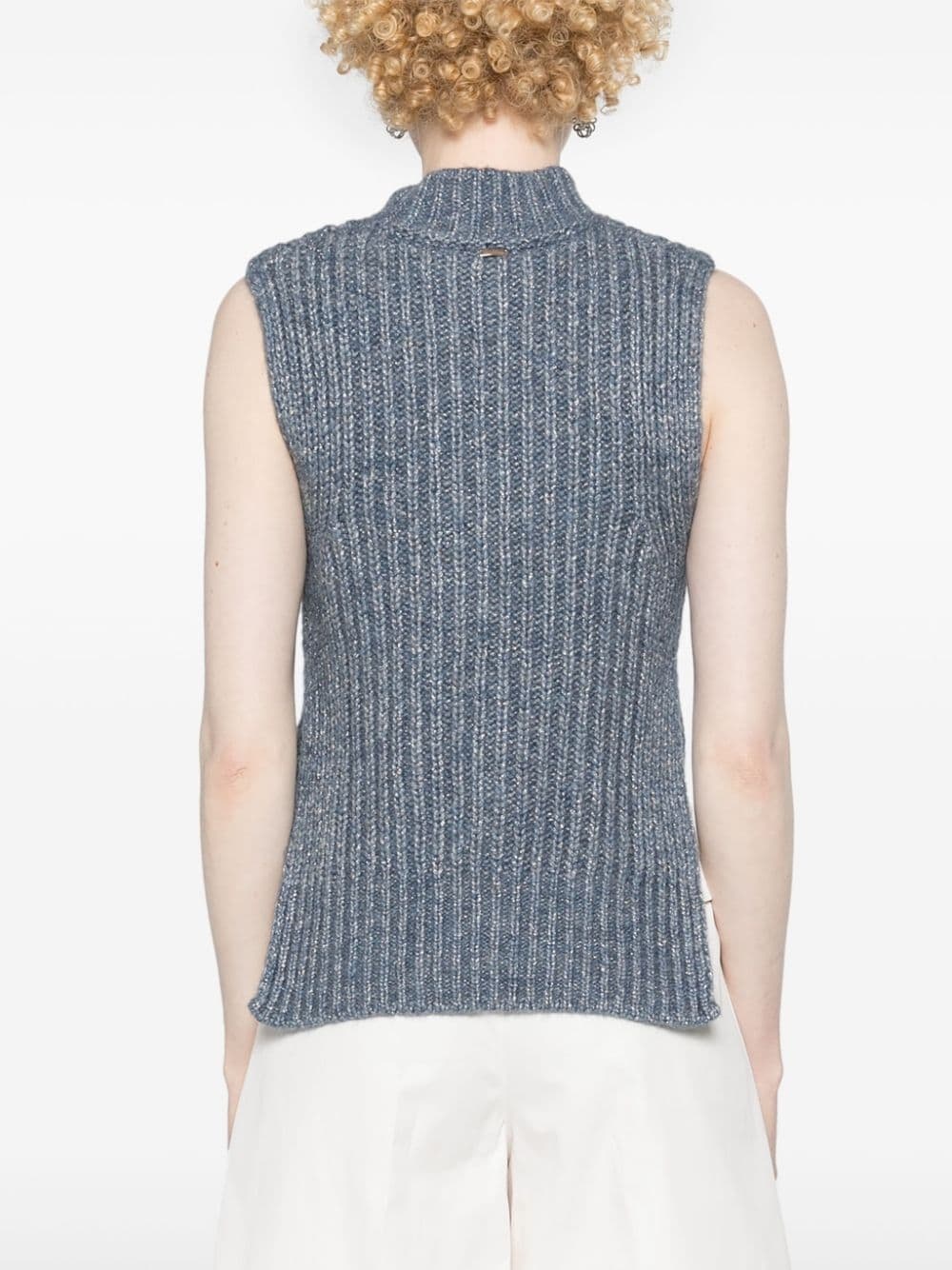 high-neck lurex vest - 4