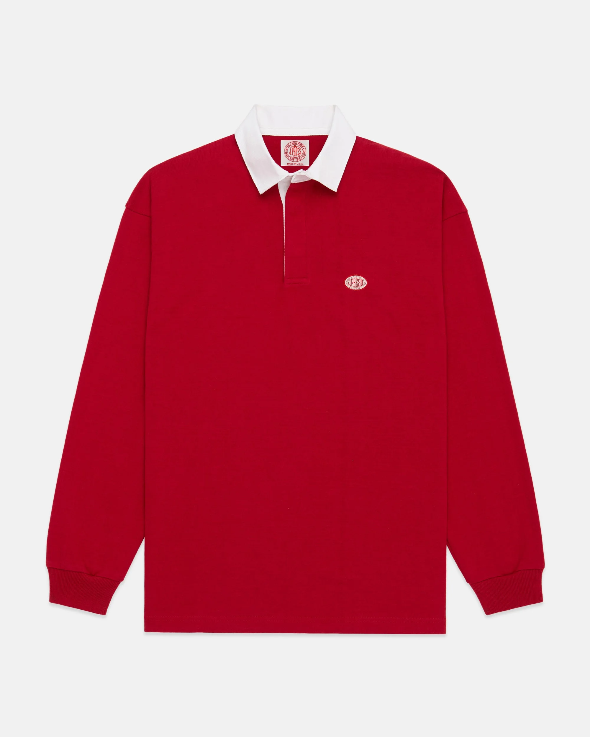 MADE-IN-USA SOLID RED J. PRESS SEAL RUGBY SHIRT - 1