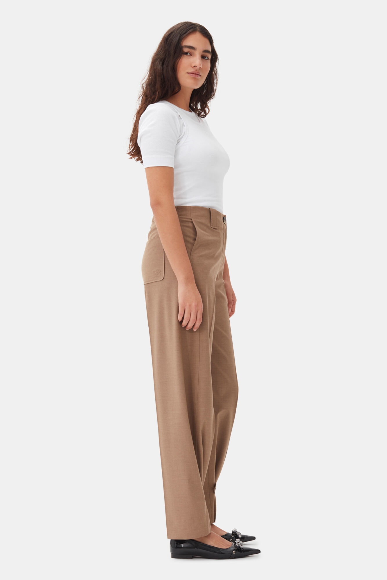 BROWN DRAPEY MELANGE PANTS - 3