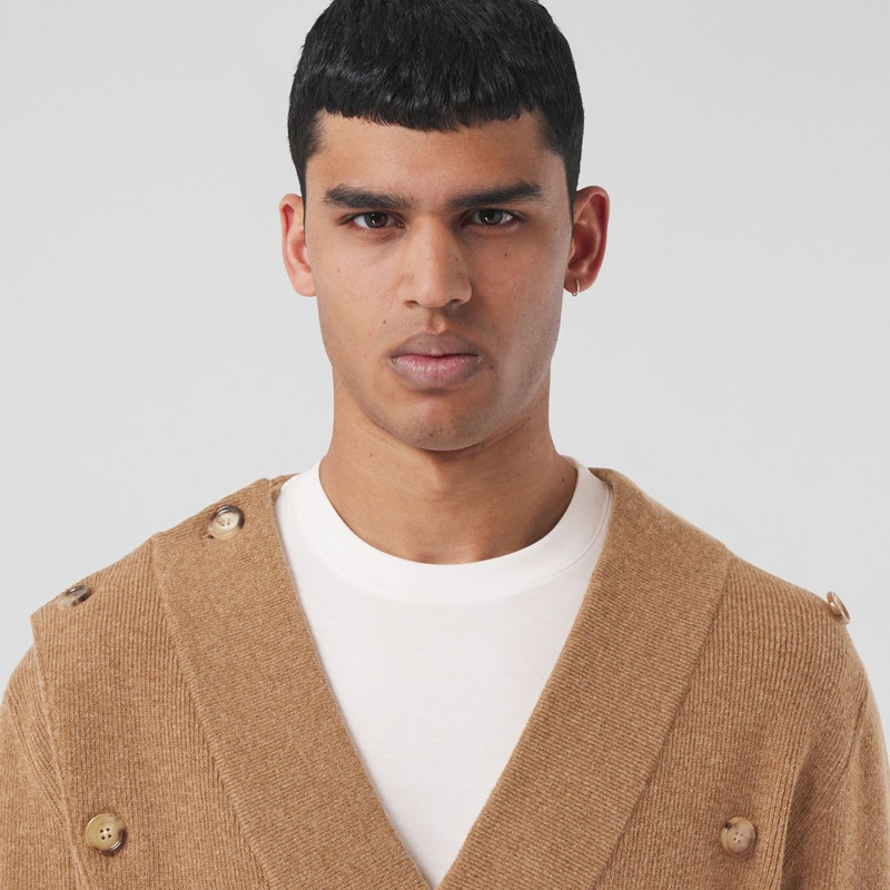 Technical Wool Double-breasted V-neck Sweater 7
