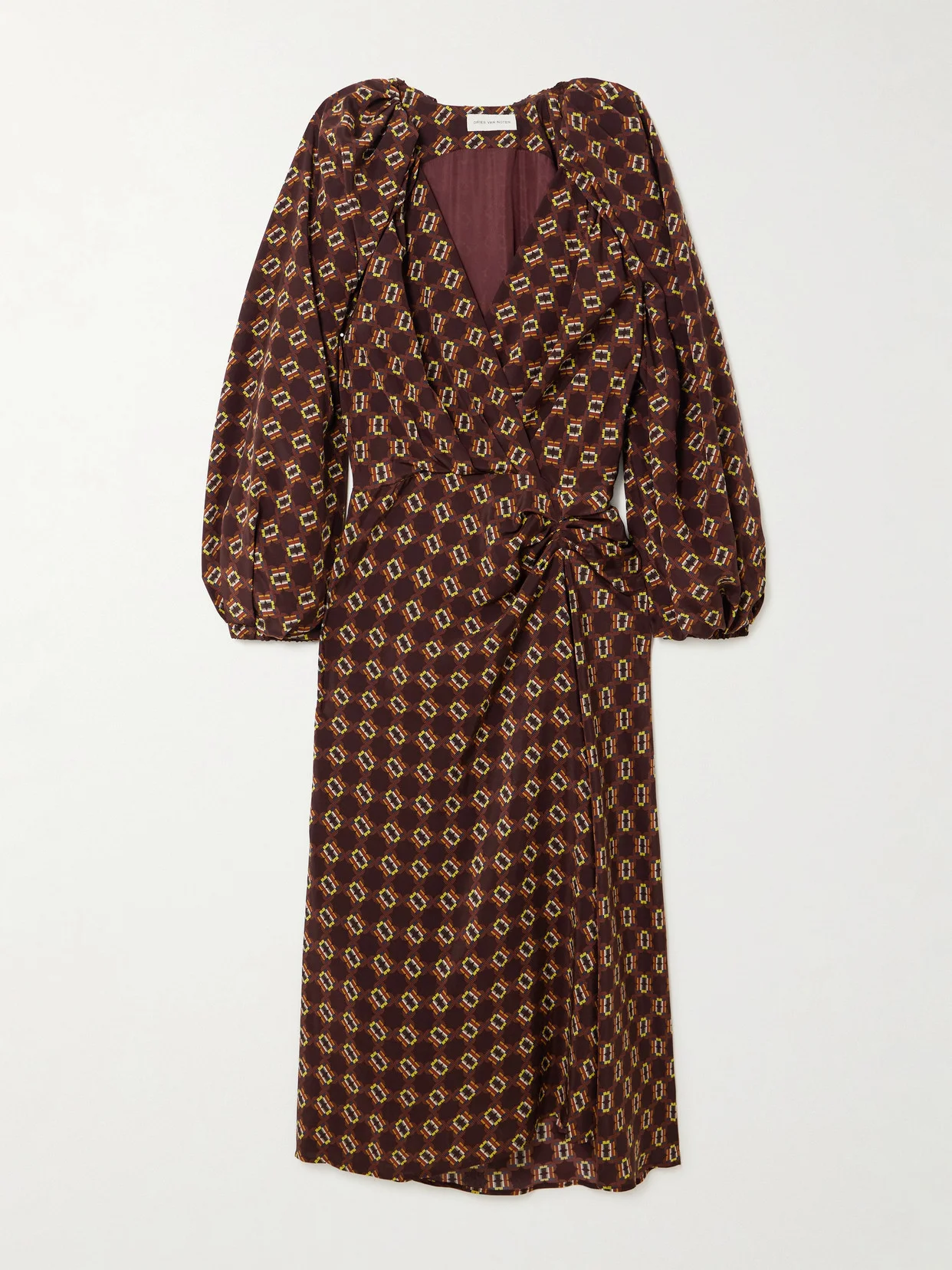 Printed Silk Crepe De Chine Wrap-effect Midi Dress - 1