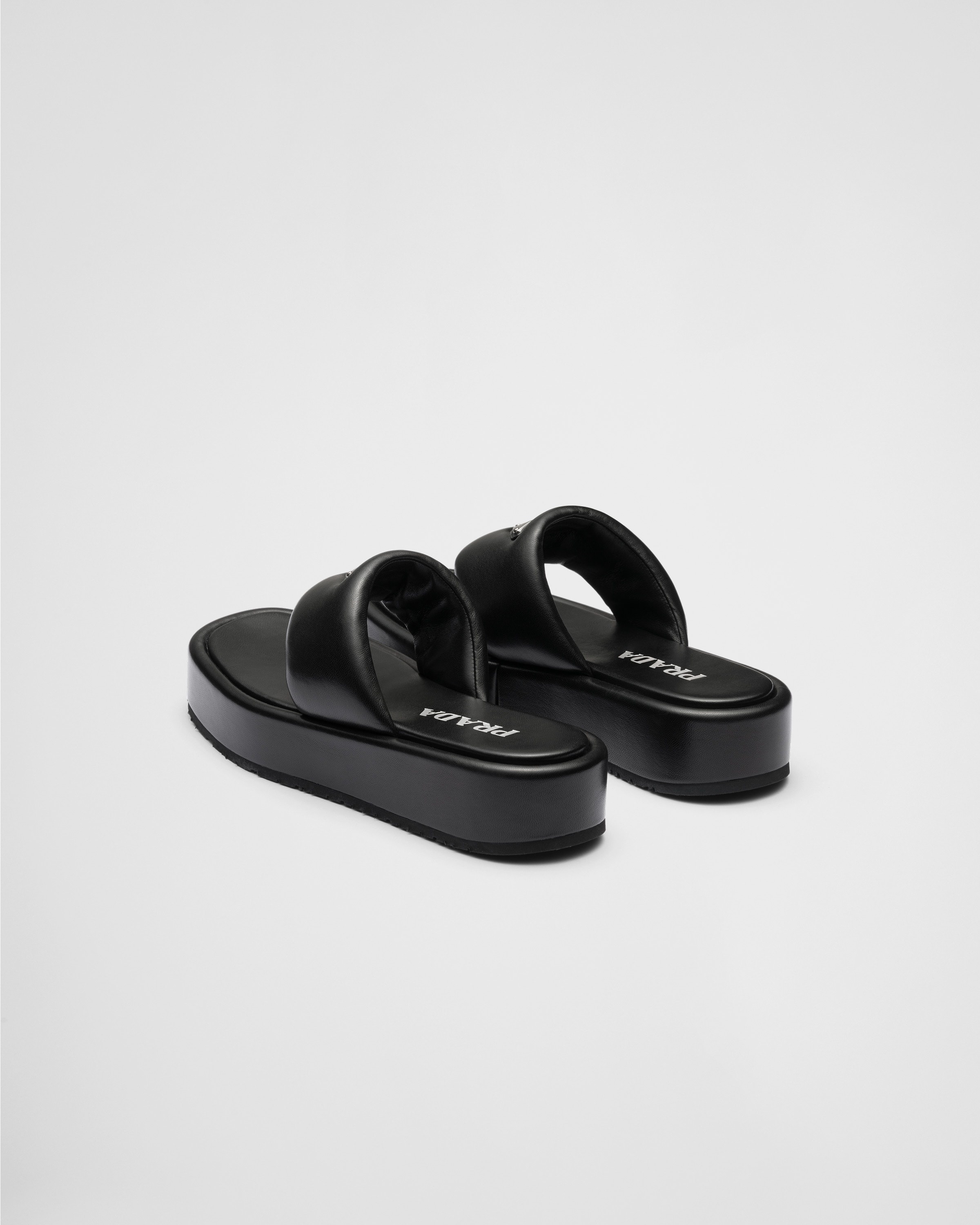 Prada Soft padded nappa leather thong wedge sandals - 5