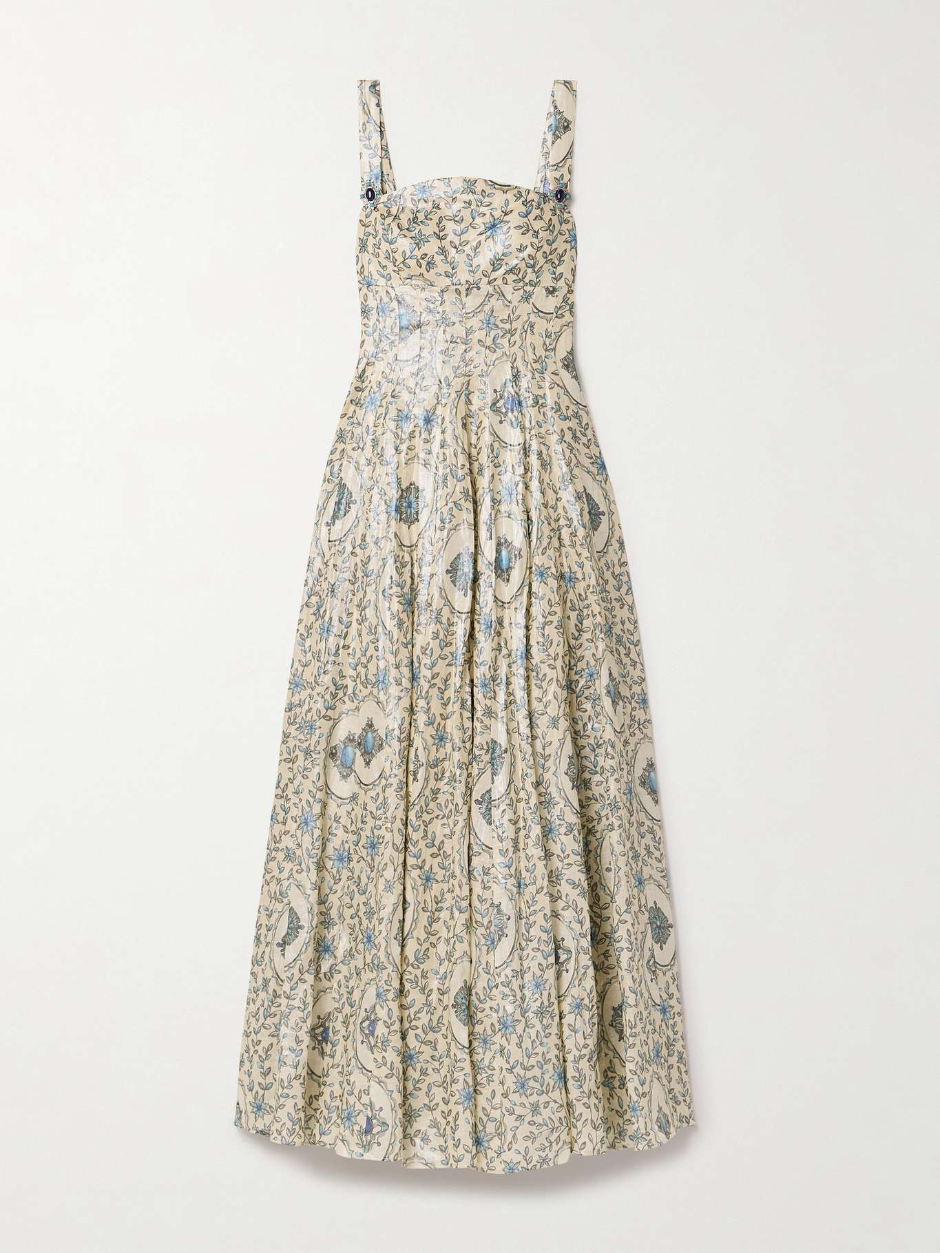 Aguamarina Platero floral-print linen maxi dress - 1