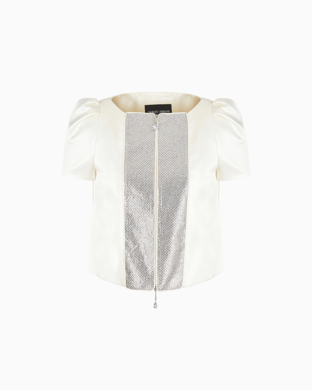 Short silk jacket with rhinestone pavé - 1