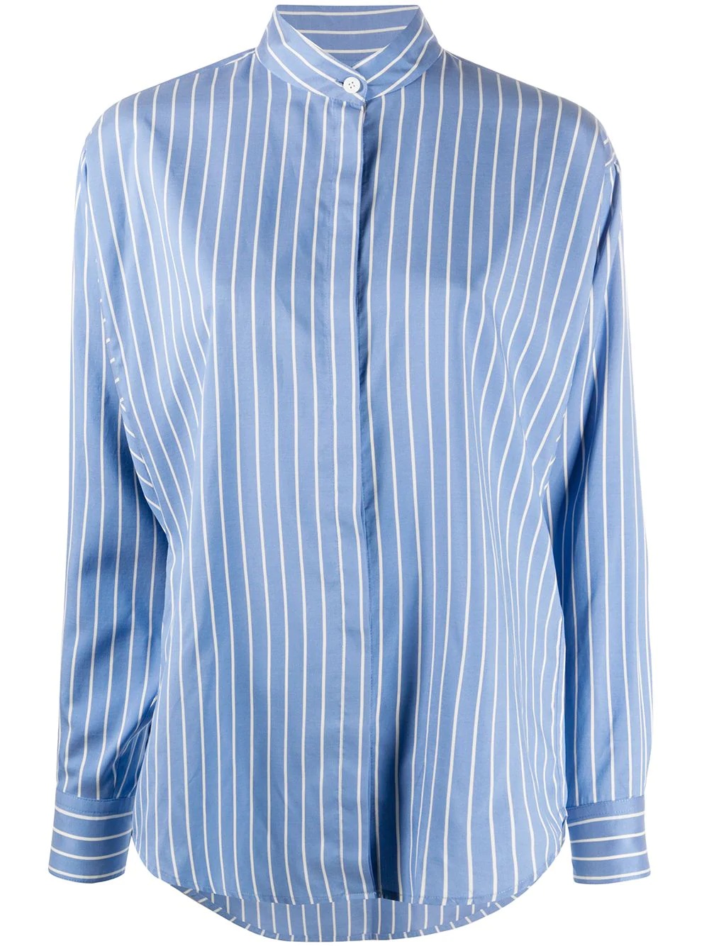 band-collar striped shirt - 1