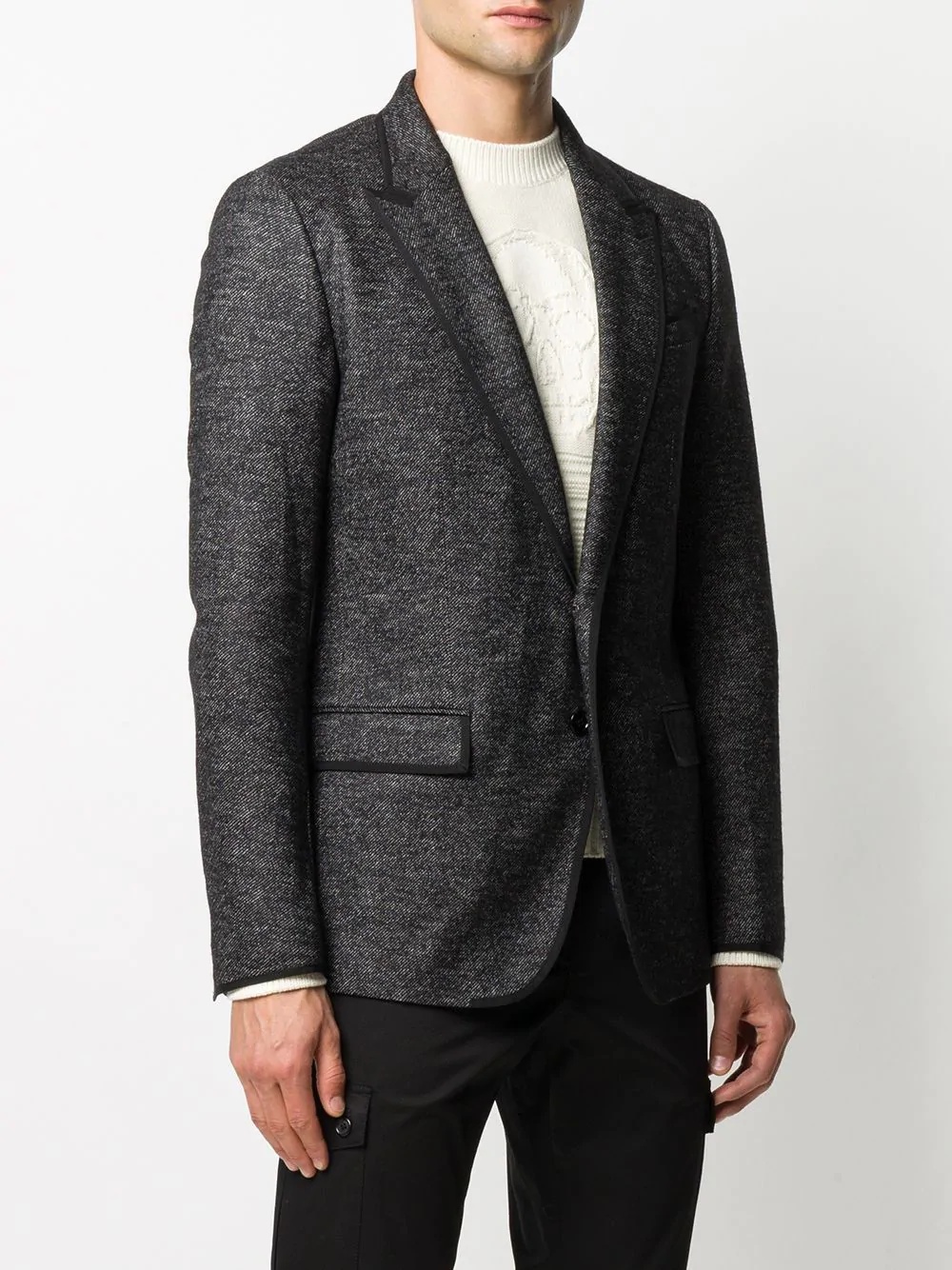 woven single-breasted blazer - 3