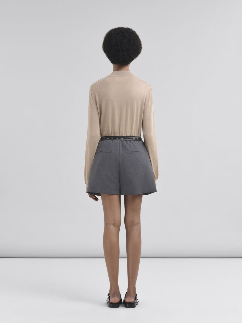 GREY WOOL SHORTS WITH MARNI SYMBOL - 3