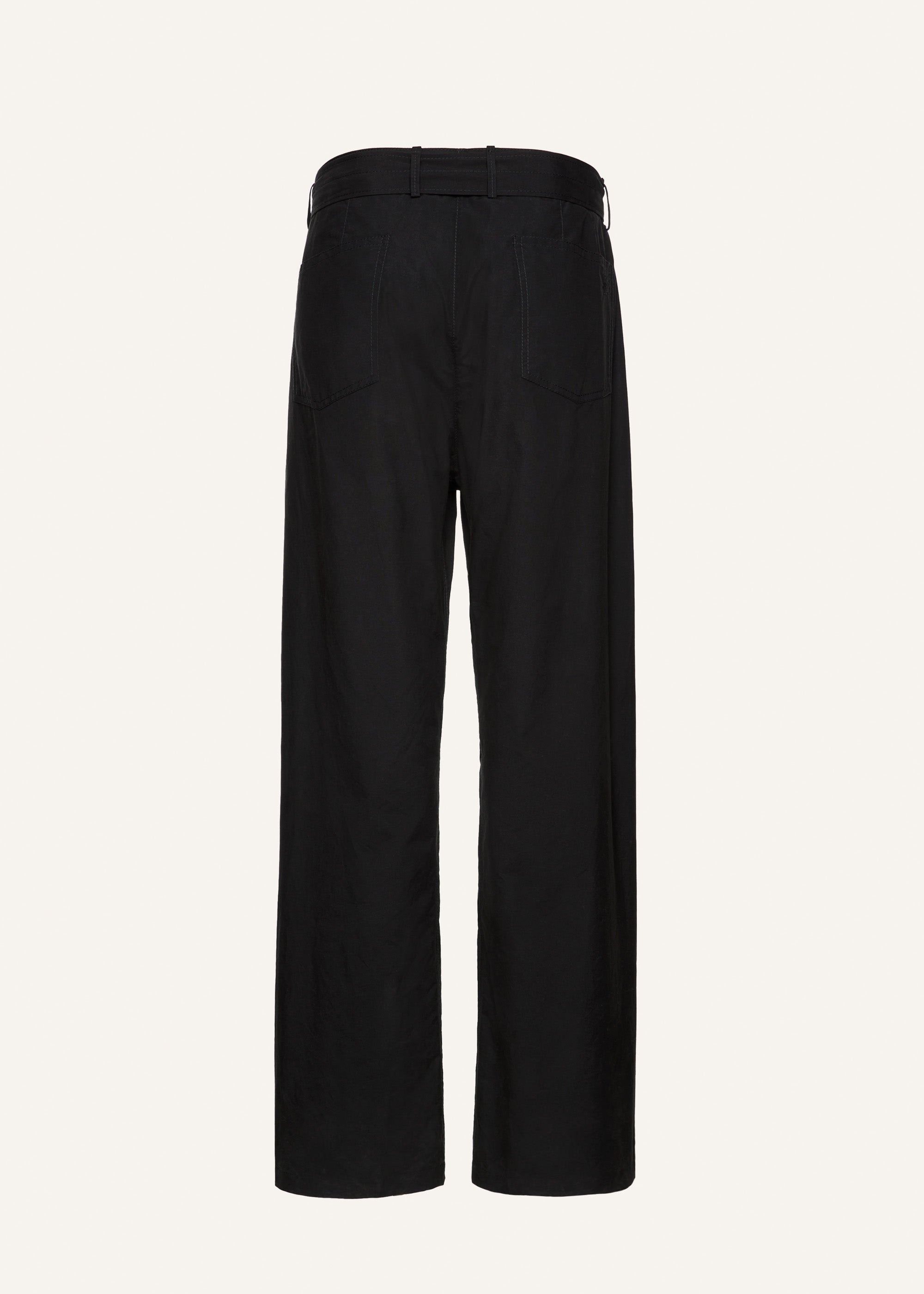 Relaxed cotton belted trousers in black - 2