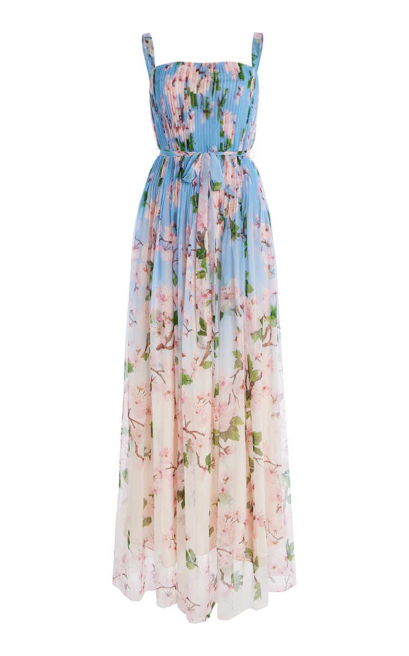Pleated Silk Chiffon Gown light blue 1