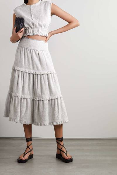 Proenza Schouler Tiered cotton-blend tweed midi skirt outlook