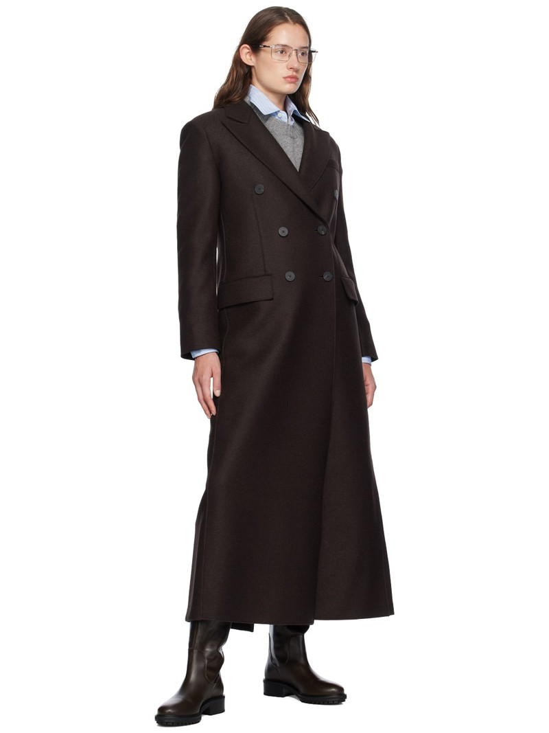 Harris Wharf London Brown Long Double Breasted Coat outlook