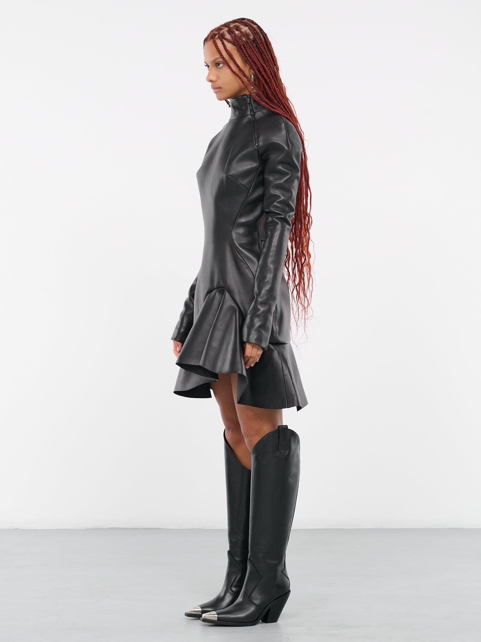 Leather Ruffle Mini Dress - 2