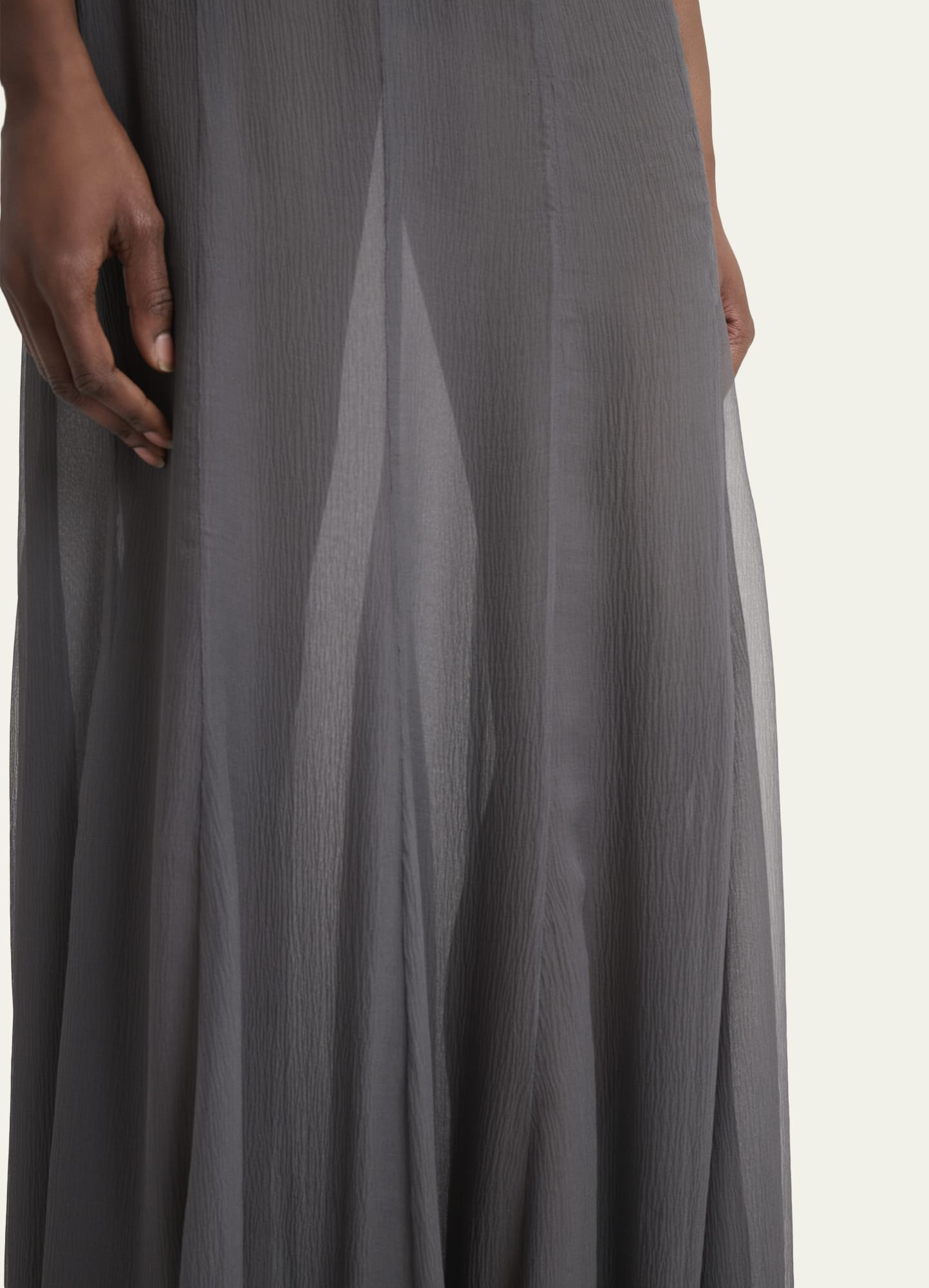Paneled Sheer Silk Maxi Skirt - 5