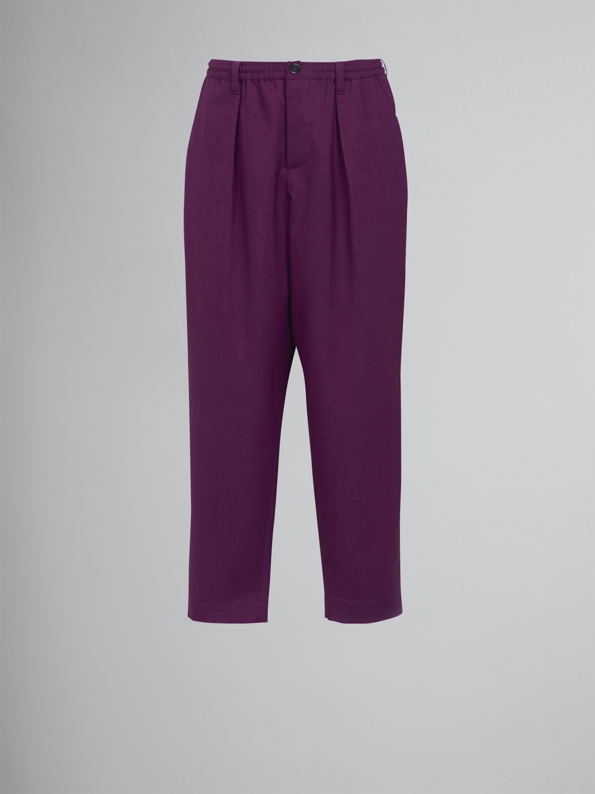 PURPLE TROPICAL WOOL PANTS - 1