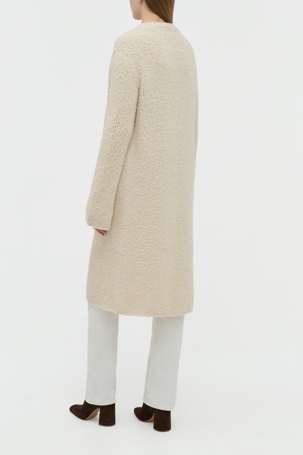 Uxia Knit Cardigan in Ivory Cashmere Boucle - 4
