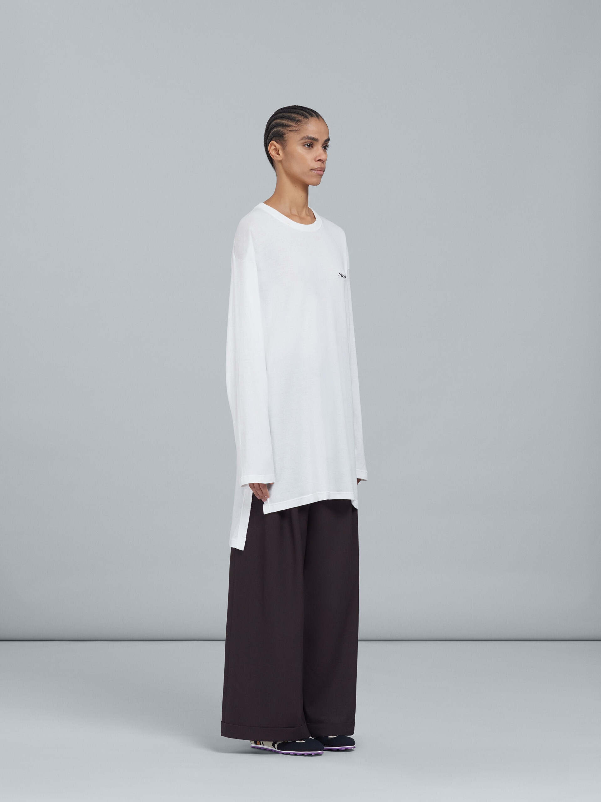 BROWN TROPICAL WOOL PALAZZO PANTS - 5
