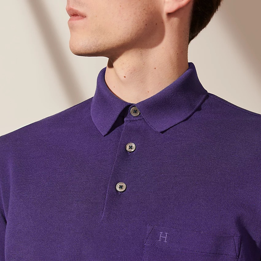 H embroidered buttoned polo shirt - 4