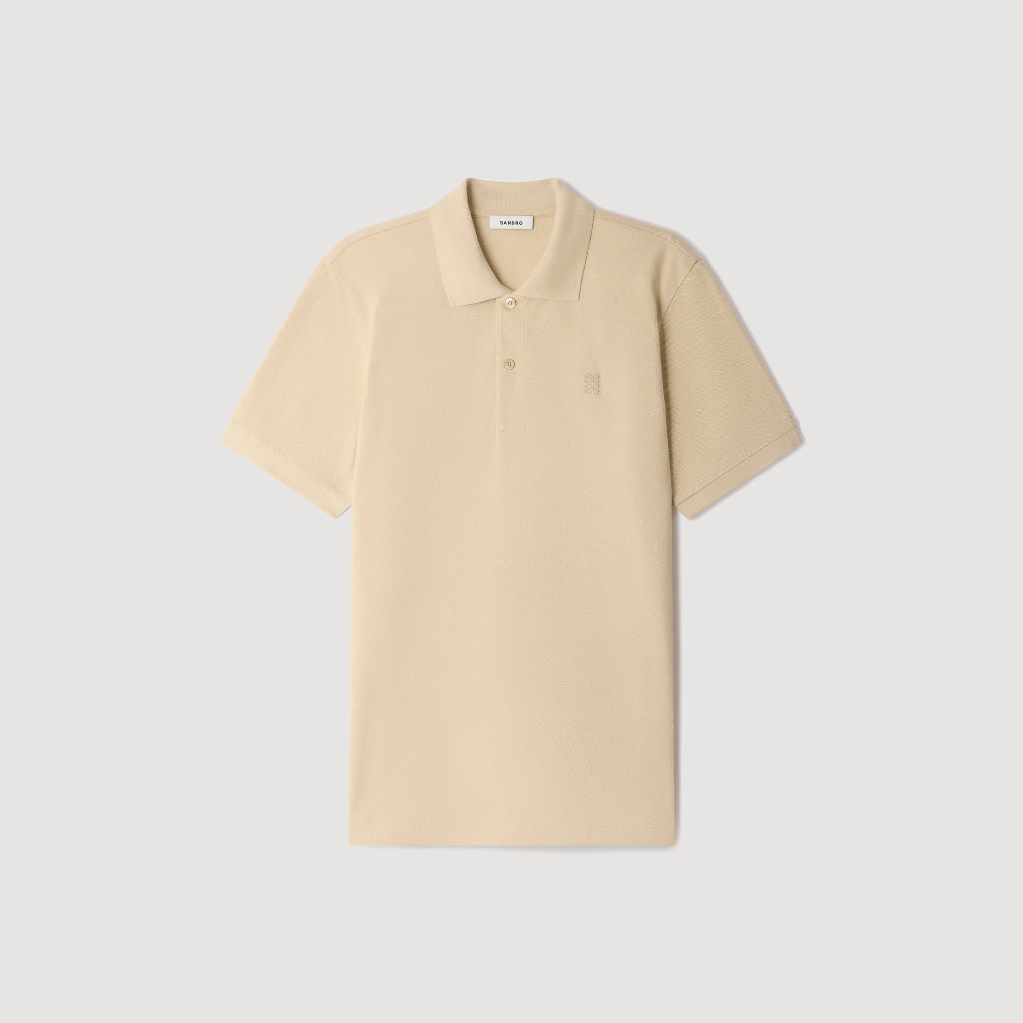 COTTON POLO SHIRT WITH LEATHER LOGO - 1