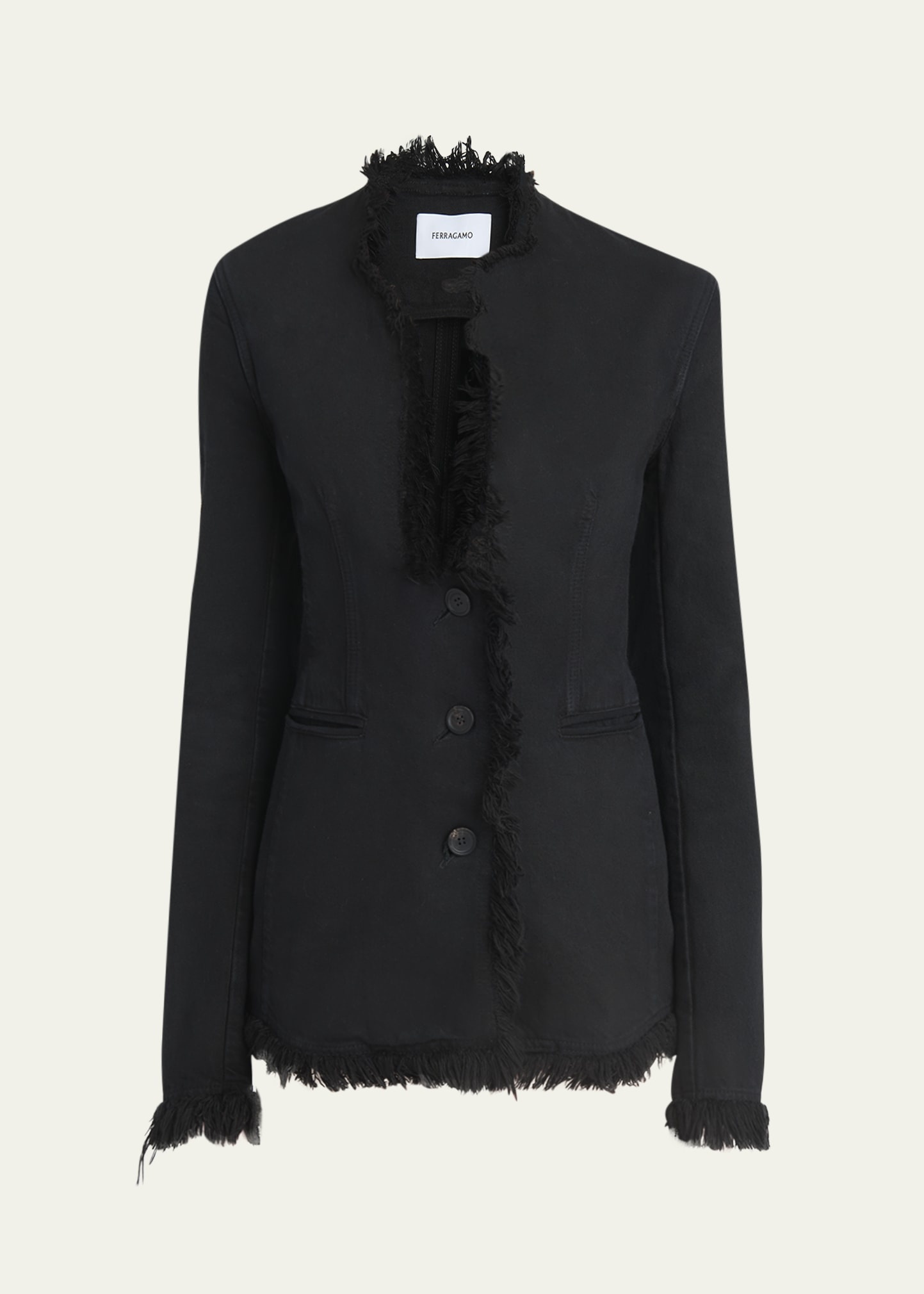 Fringe-Trim Plunge Blazer - 1