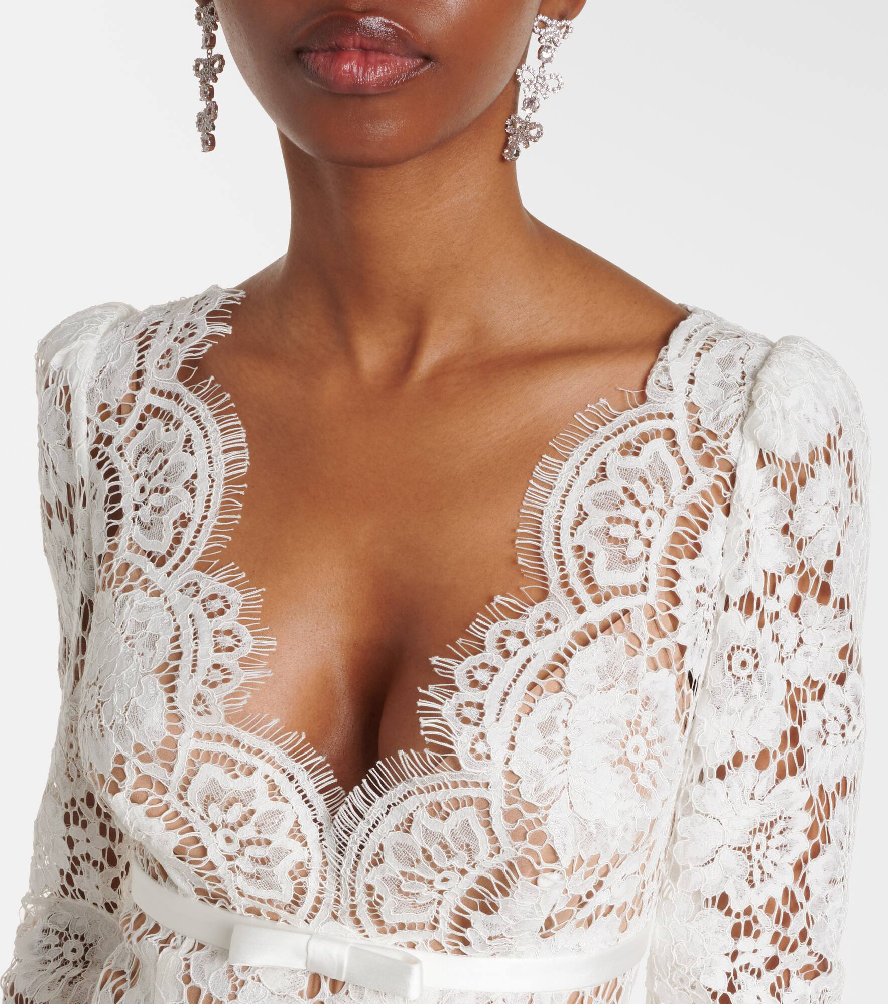 Bow-detail lace maxi dress - 4