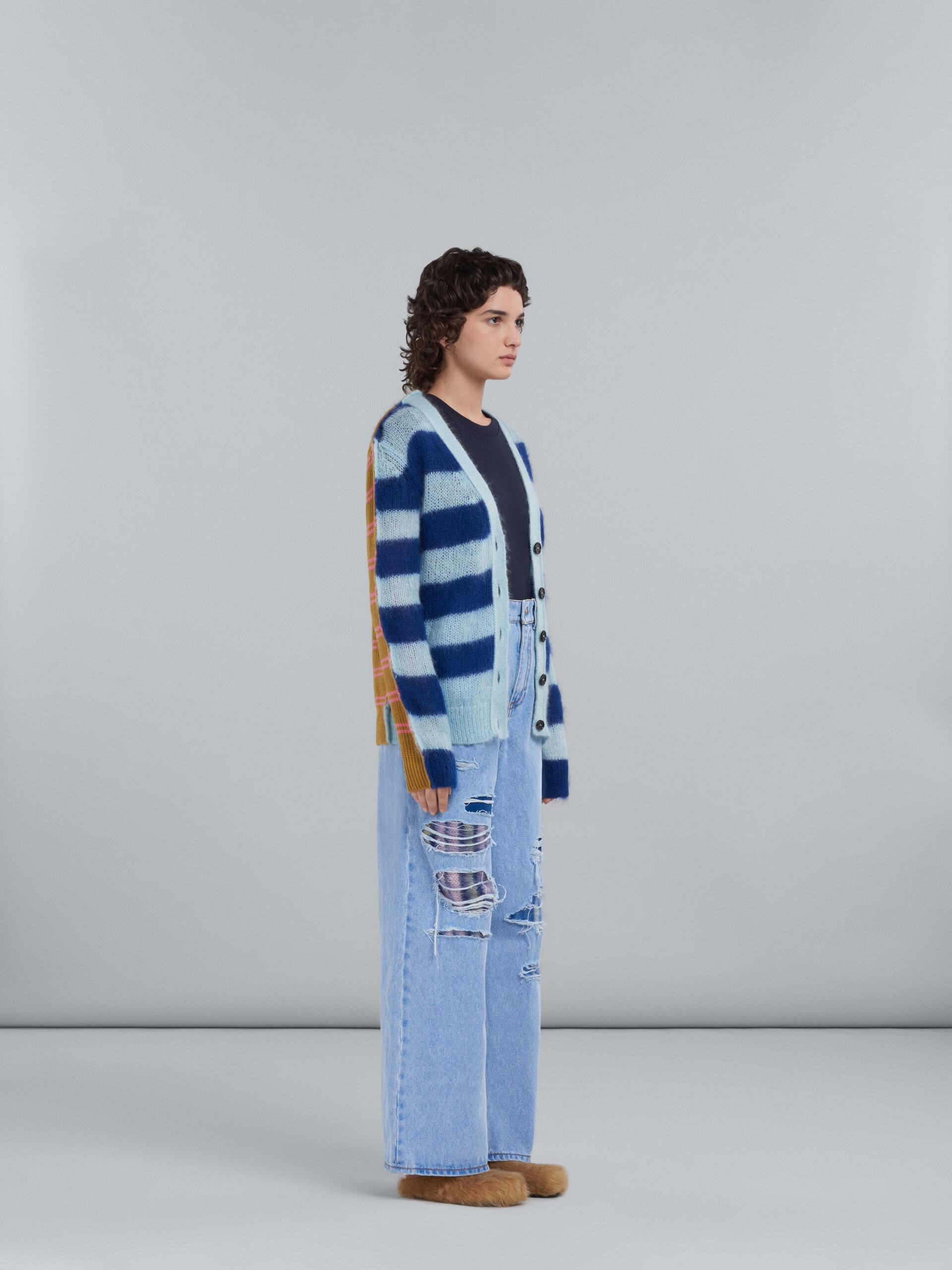 MOHAIR AND WOOL CARDIGAN WITH MULTICOLOUR STRIPES - 5