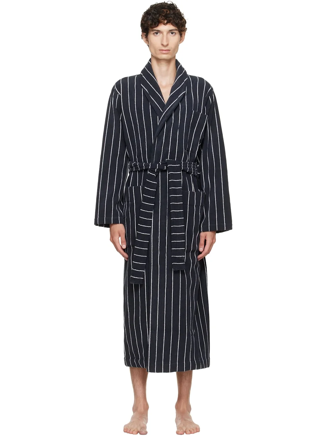 Black & White Terry Classic Bathrobe - 1