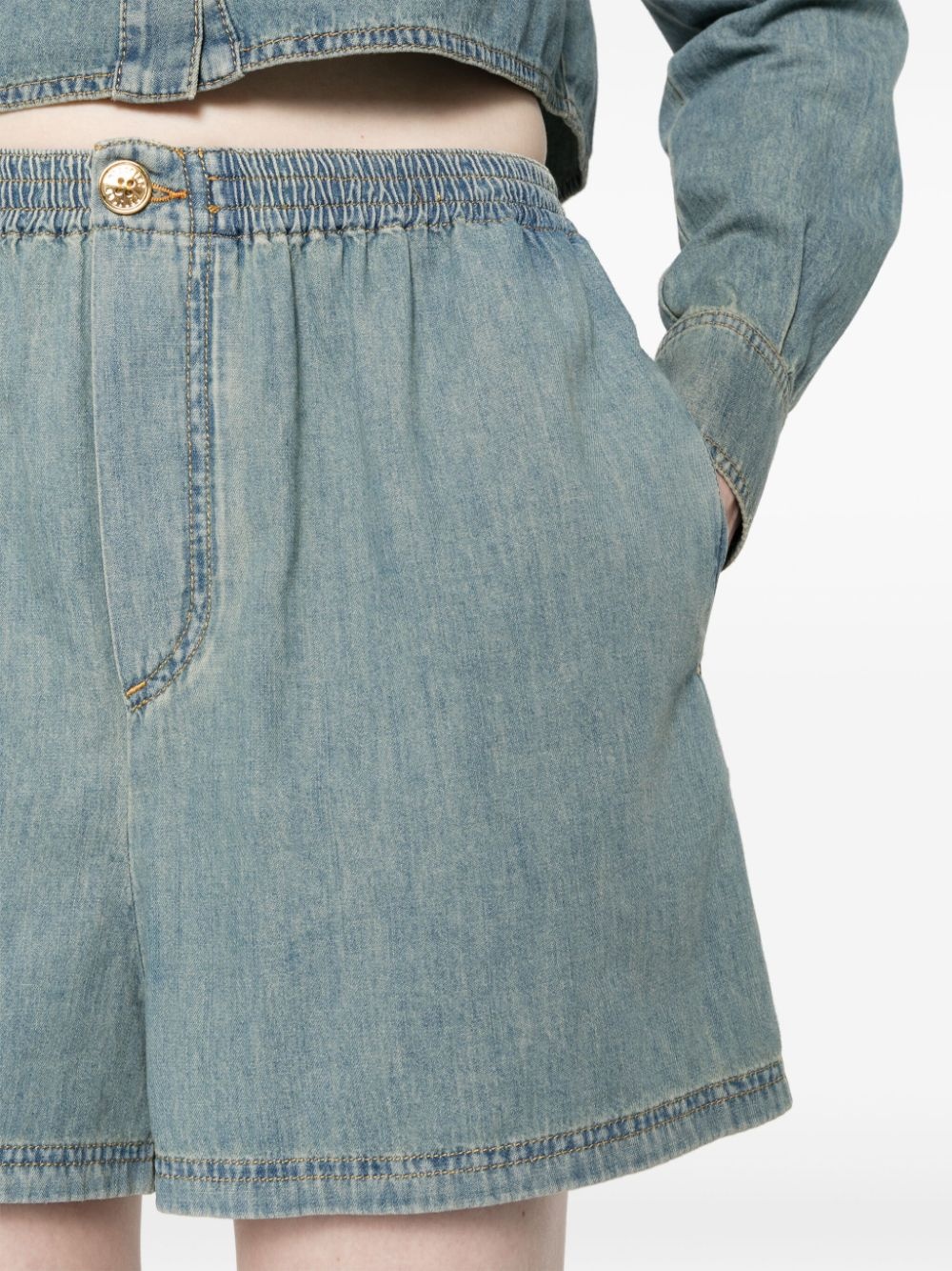 faded-denim shorts - 5
