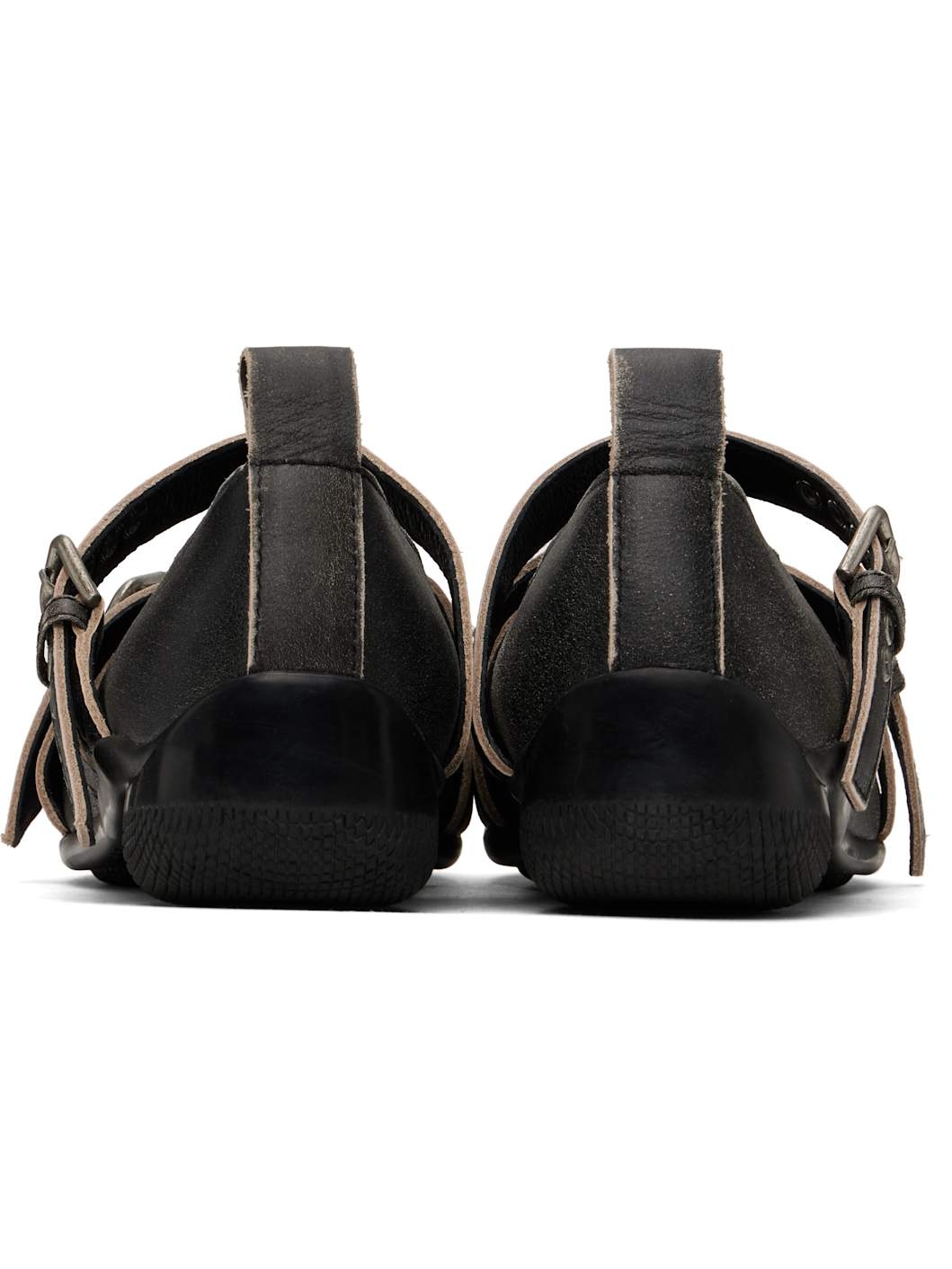 Gray Cross Buckle Ballerina Flats - 2