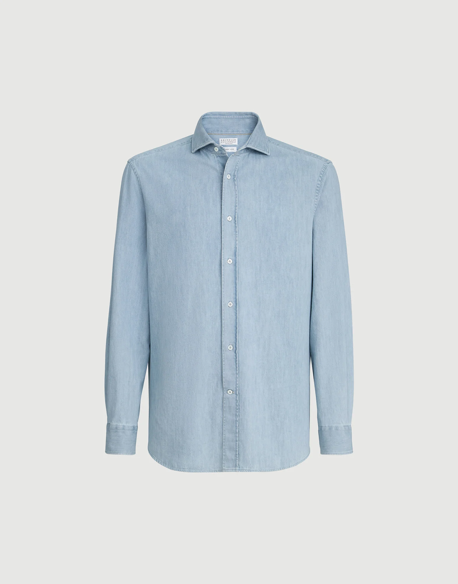 Lightweight denim shirt with spread collar - 1