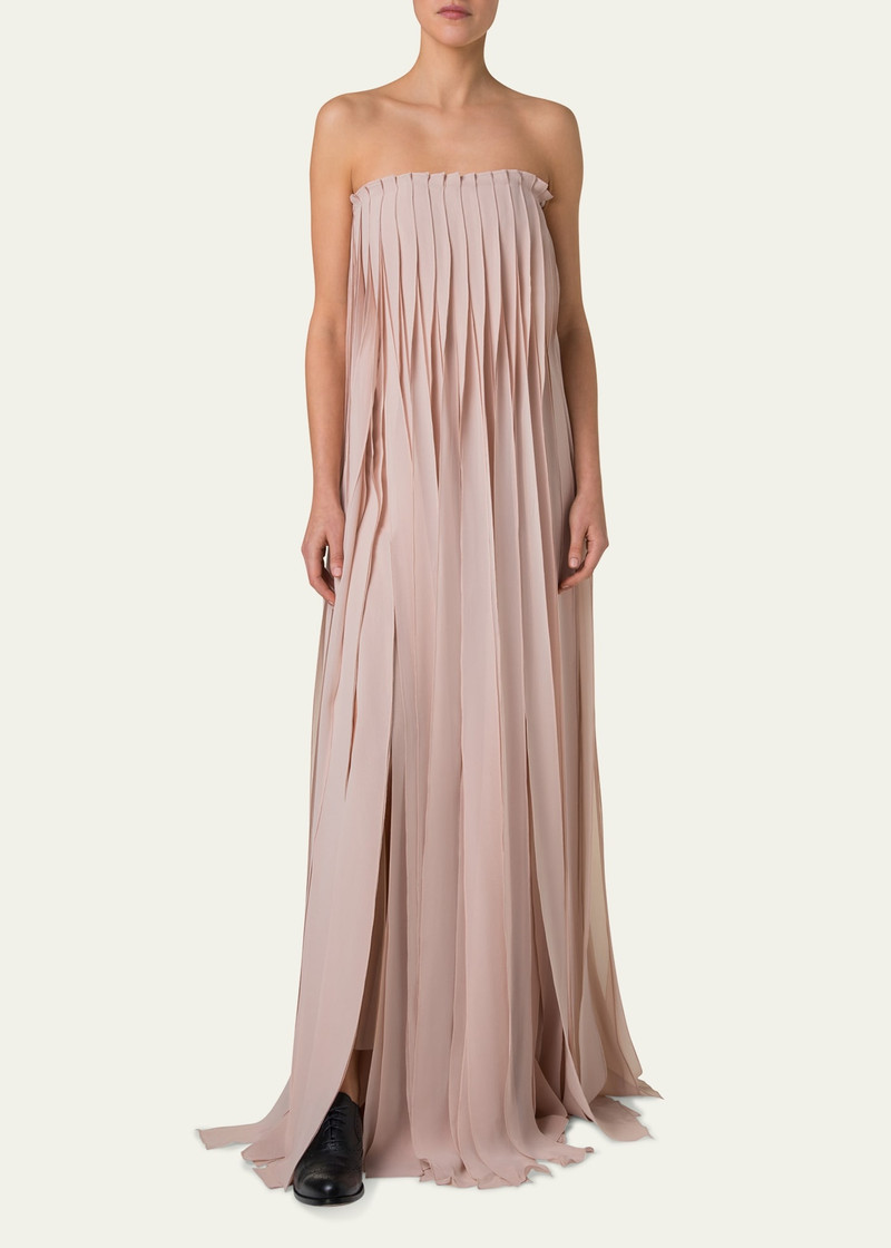 AKRIS Strapless Silk Georgette Ribbon Gown outlook