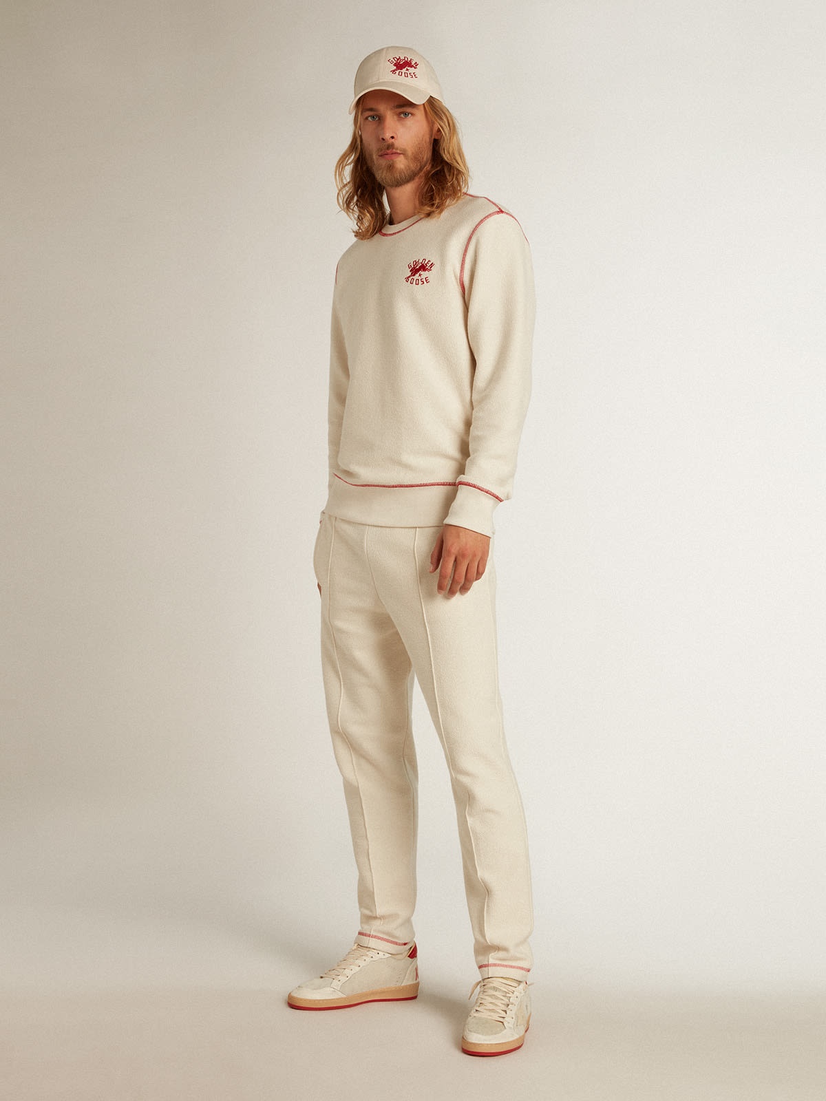 Men’s heritage white joggers with CNY logo - 4