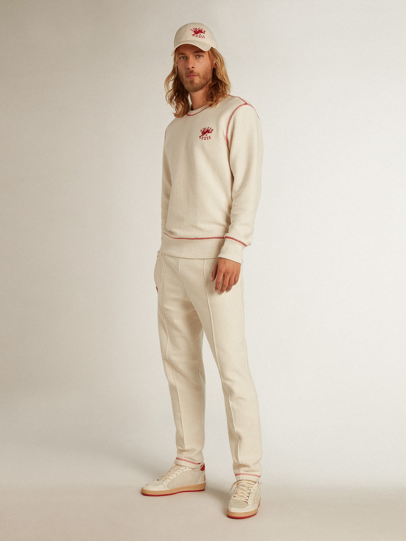 Golden Goose Men’s heritage white joggers with CNY logo outlook