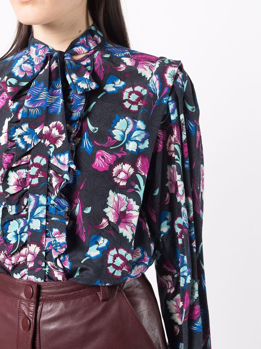 floral-print silk blouse - 5