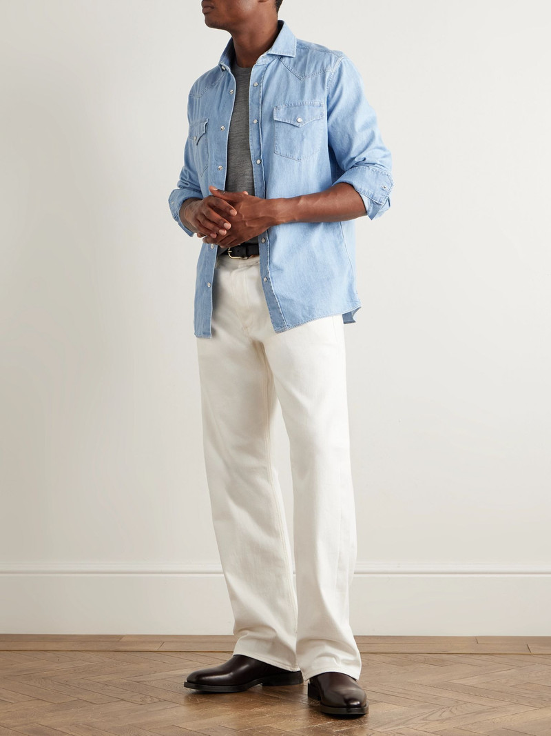 Brunello Cucinelli Denim Shirt Blue outlook