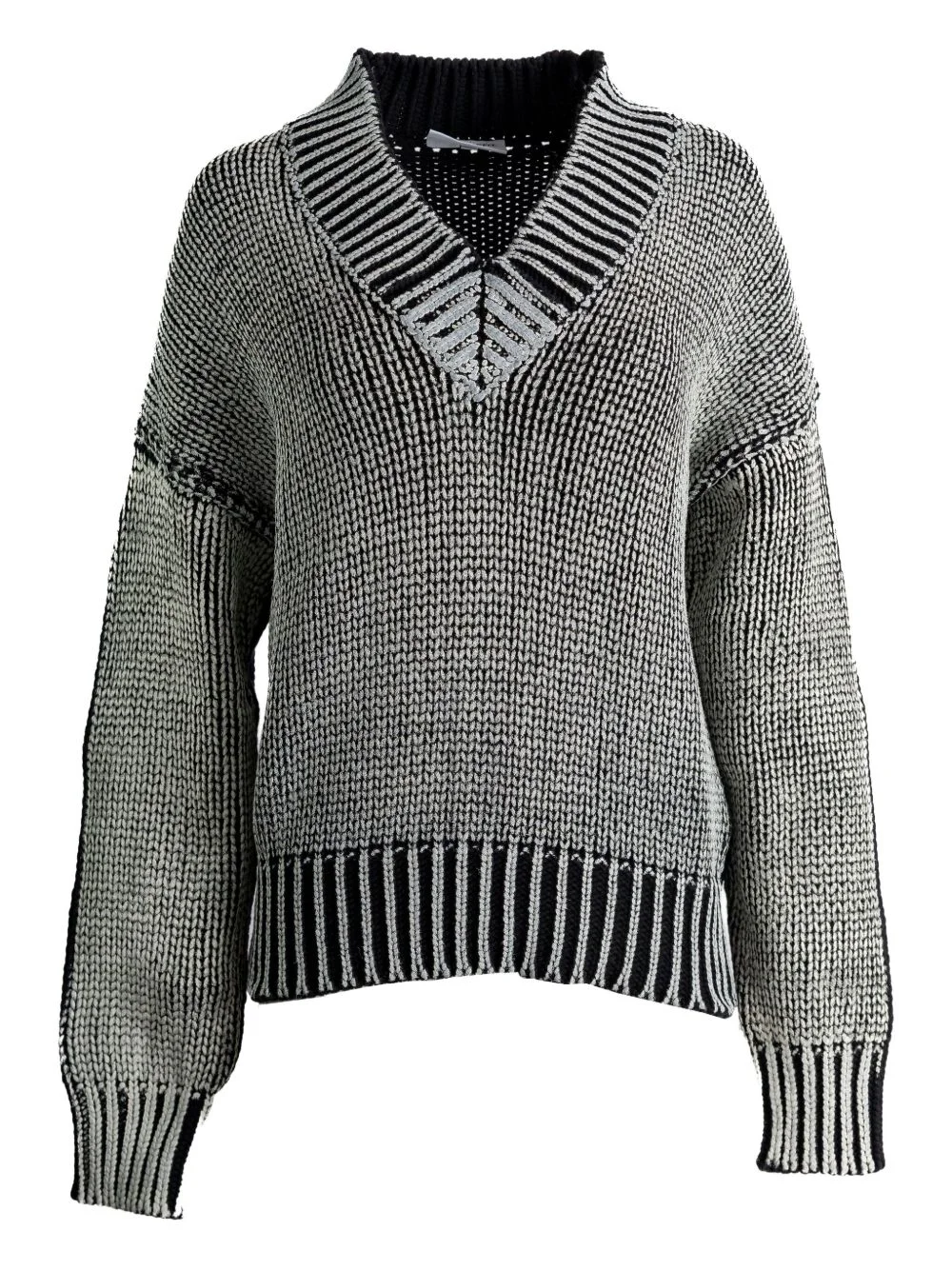 V-neck ribbed sweater - 1