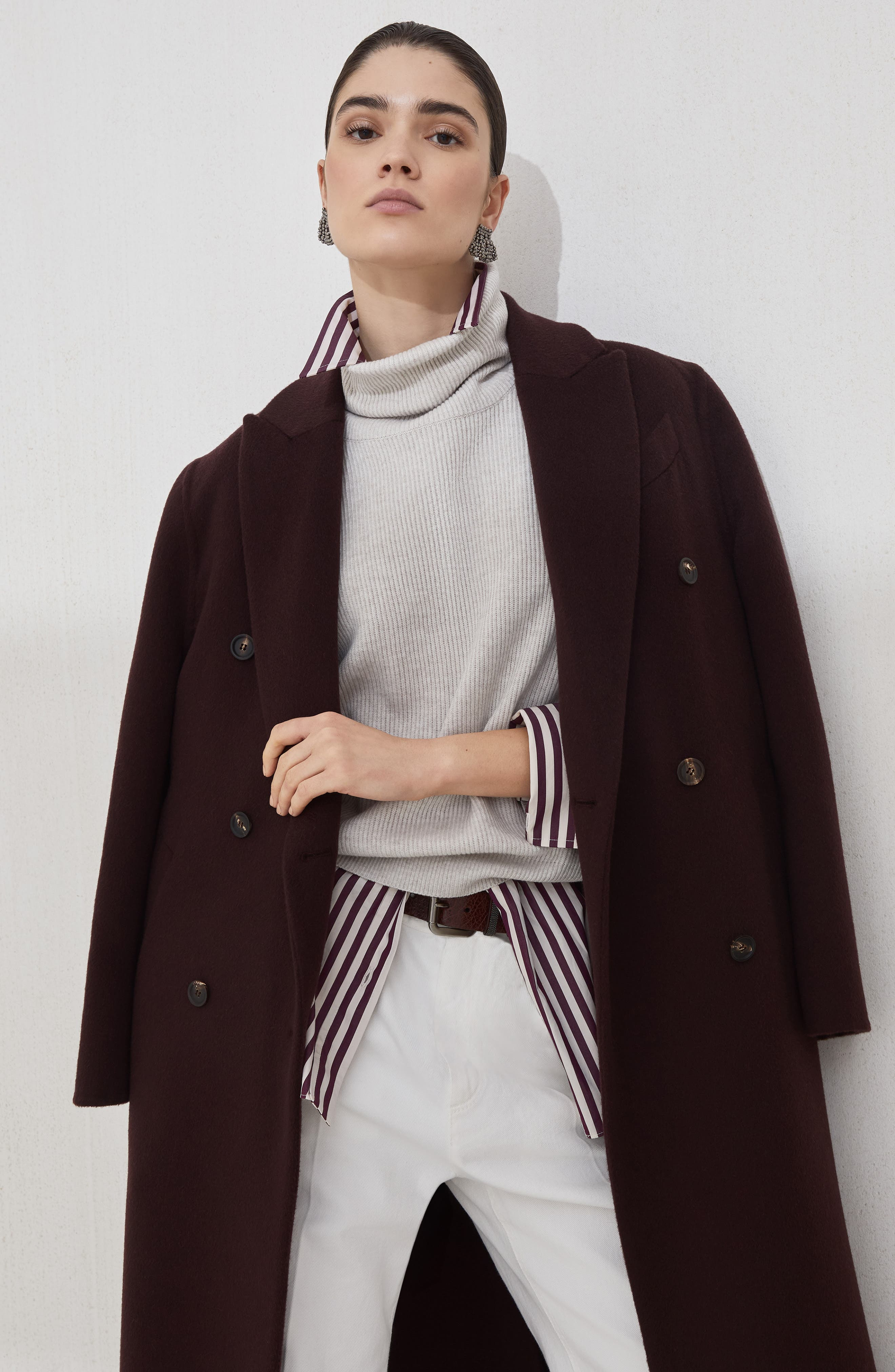 Brunello Cucinelli Handcrafted coat in Burgundy at Nordstrom - 5