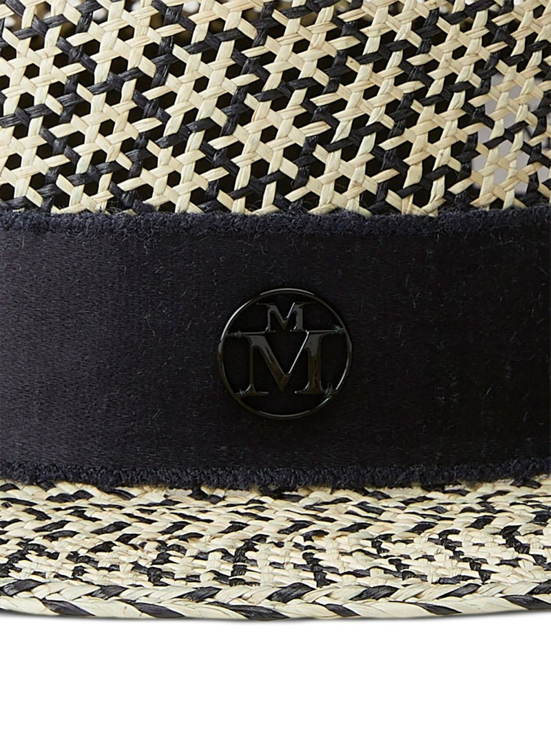 MAISON MICHEL Kiki logo-detail straw fedora outlook