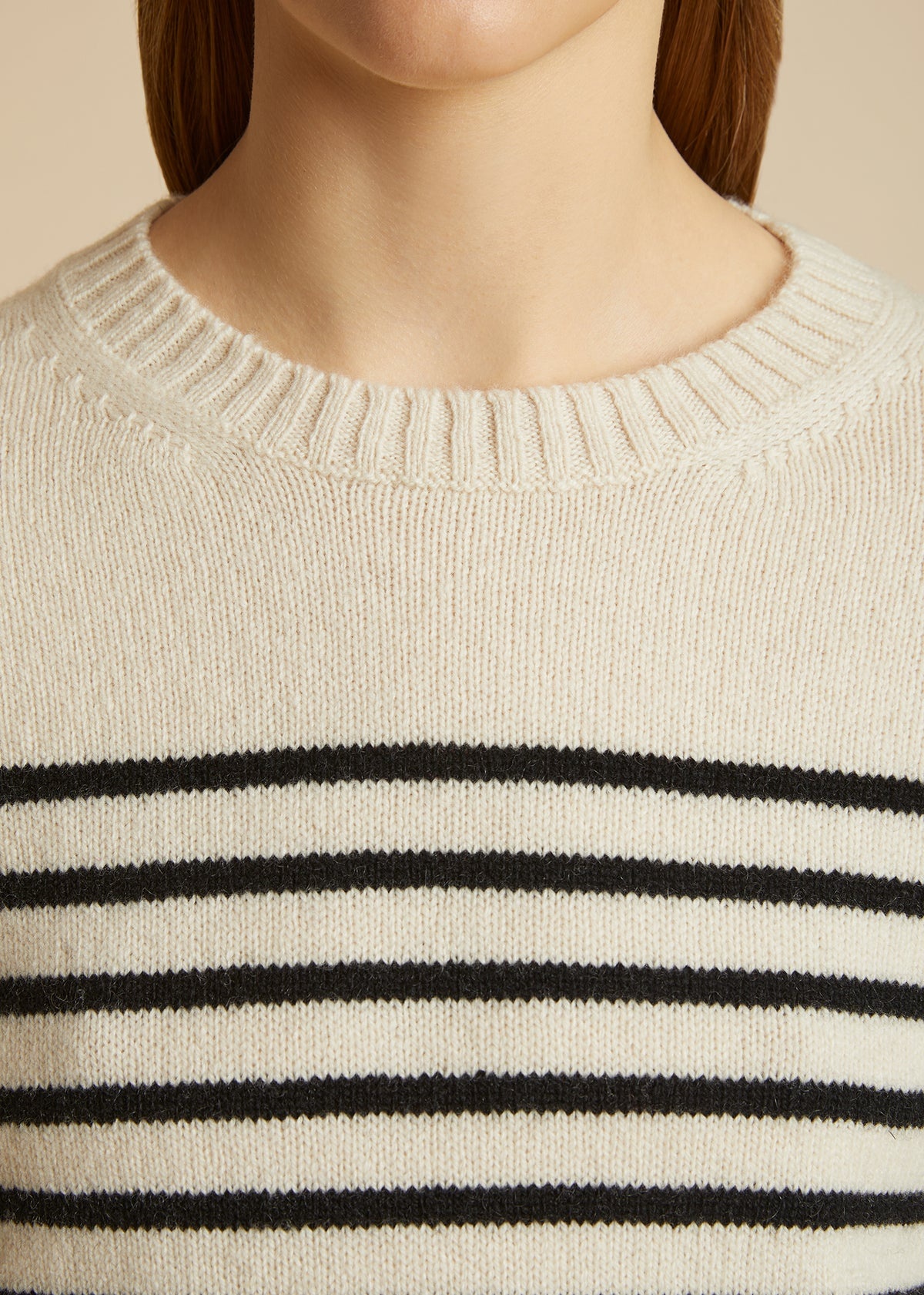 The Diletta Sweater in Magnolia and Black Stripe - 5
