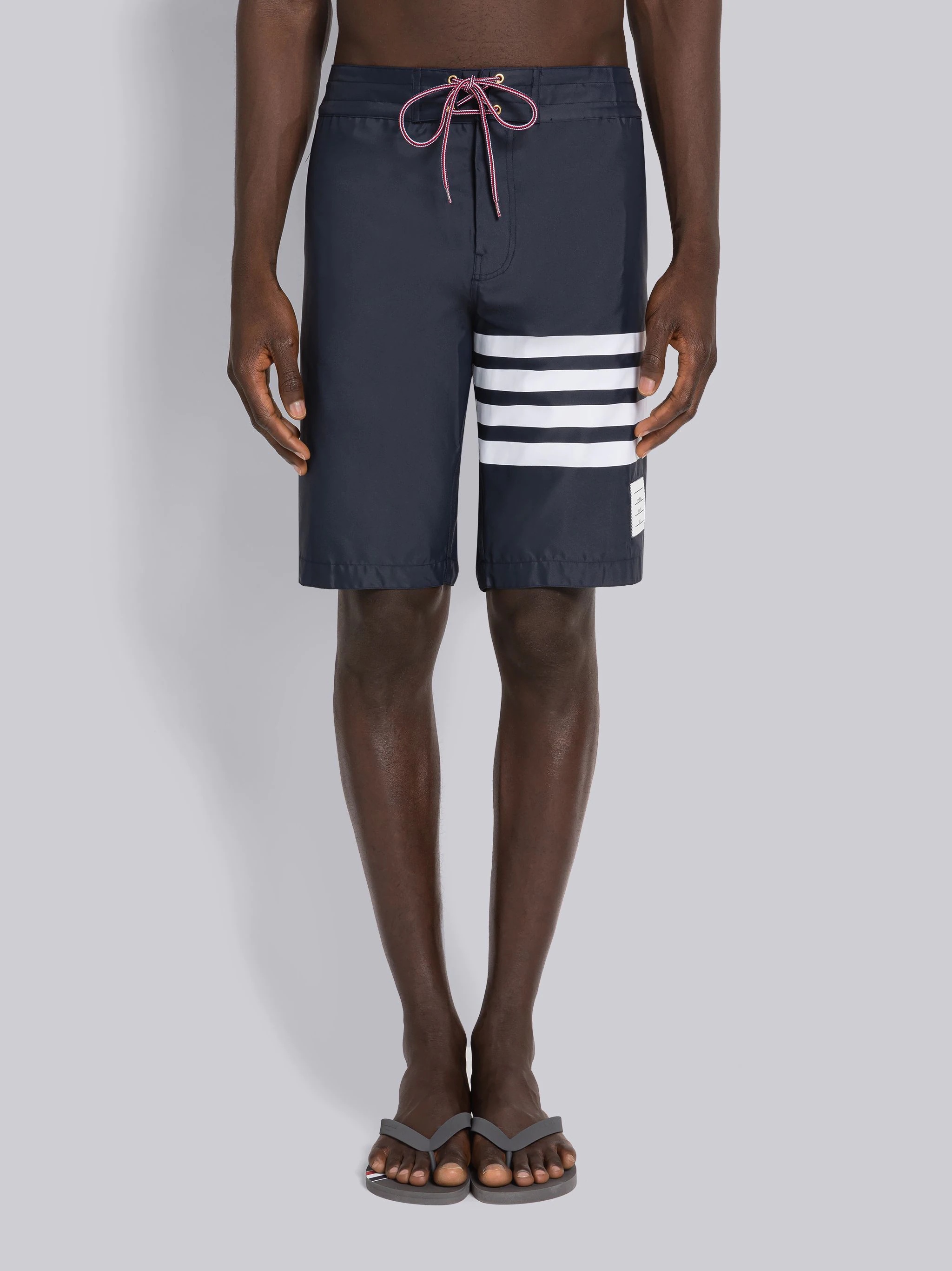 Thom Browne Navy Swim Tech 4 Bar Drawstring Waist Board Short REVERSIBLE