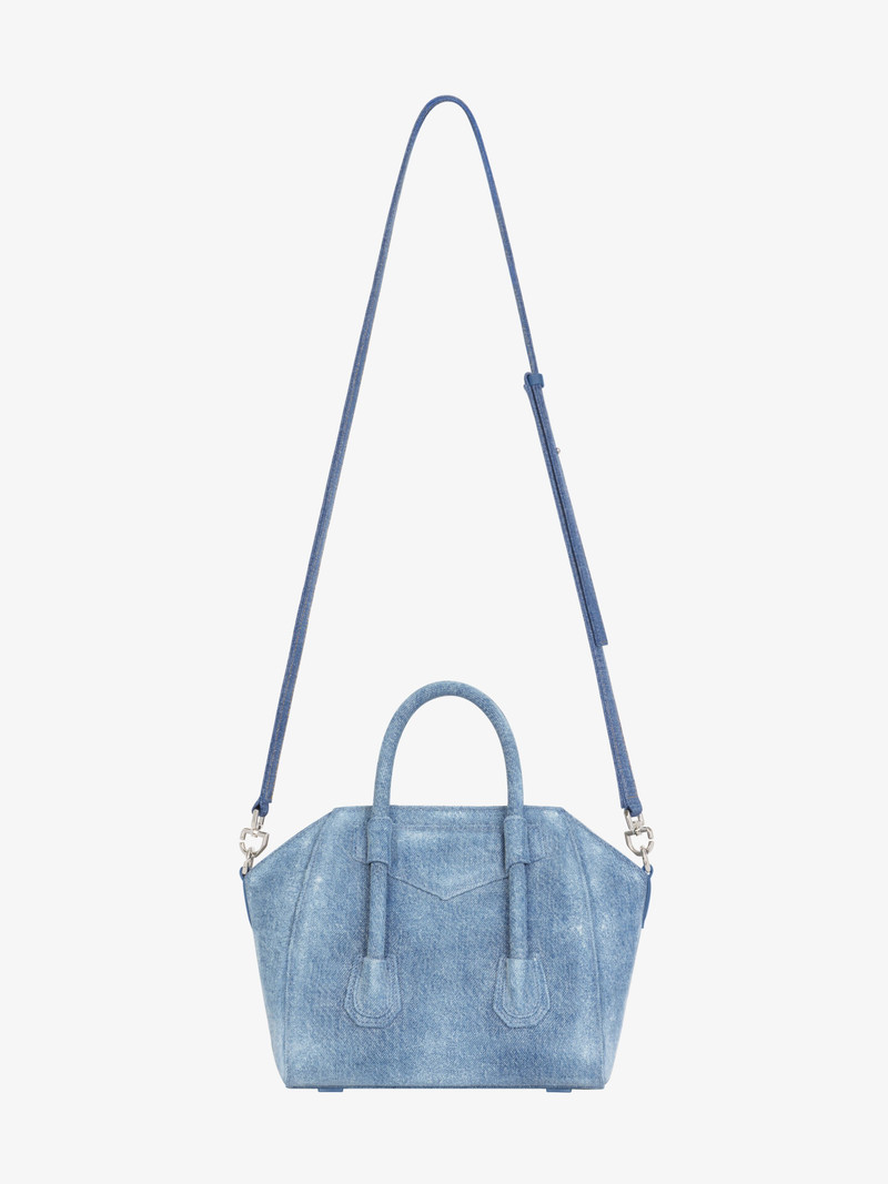 MINI ANTIGONA LOCK BAG IN WASHED DENIM 4