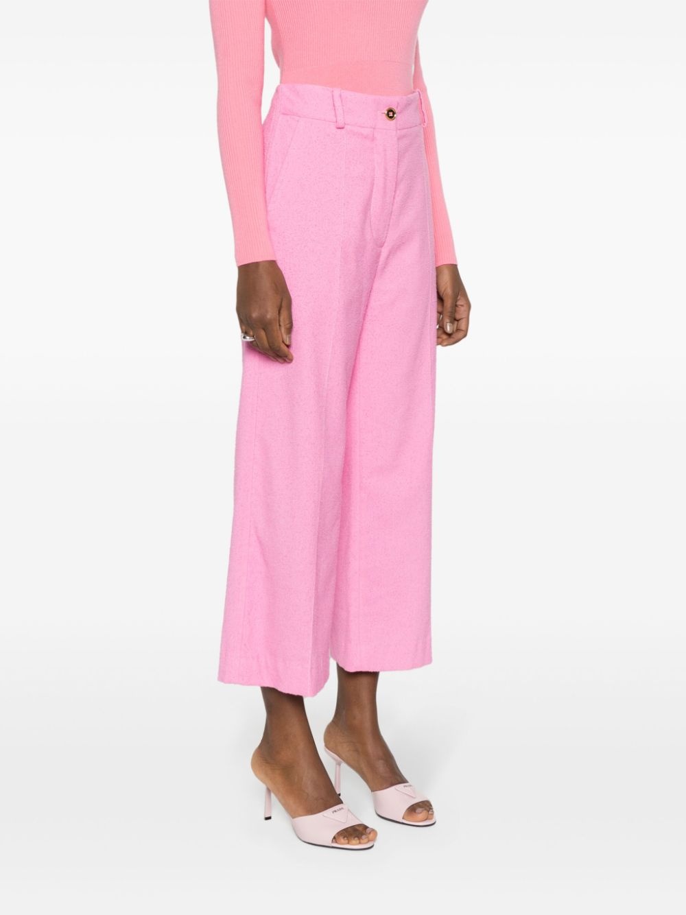 towelling-finish straight-leg trousers - 3