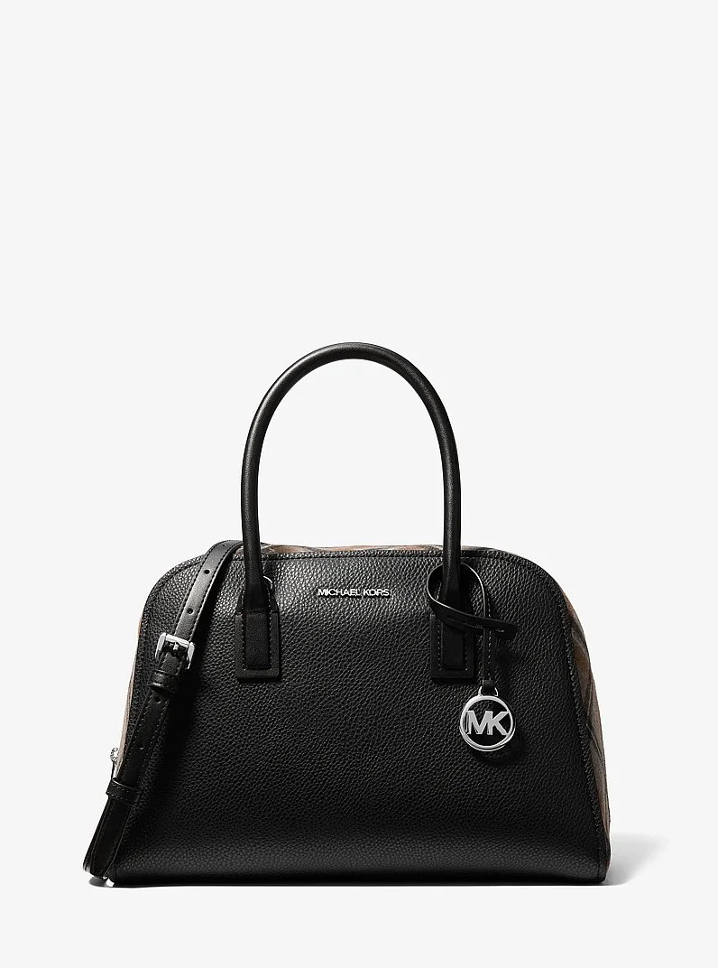 Ashton Medium Smooth And Plaid Wool Blend Satchel - 1