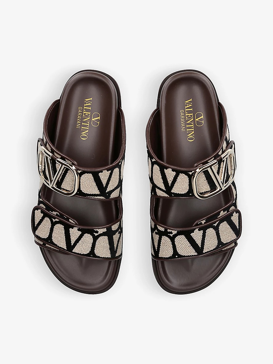 VLOGO-pattern round-toe woven slides - 2