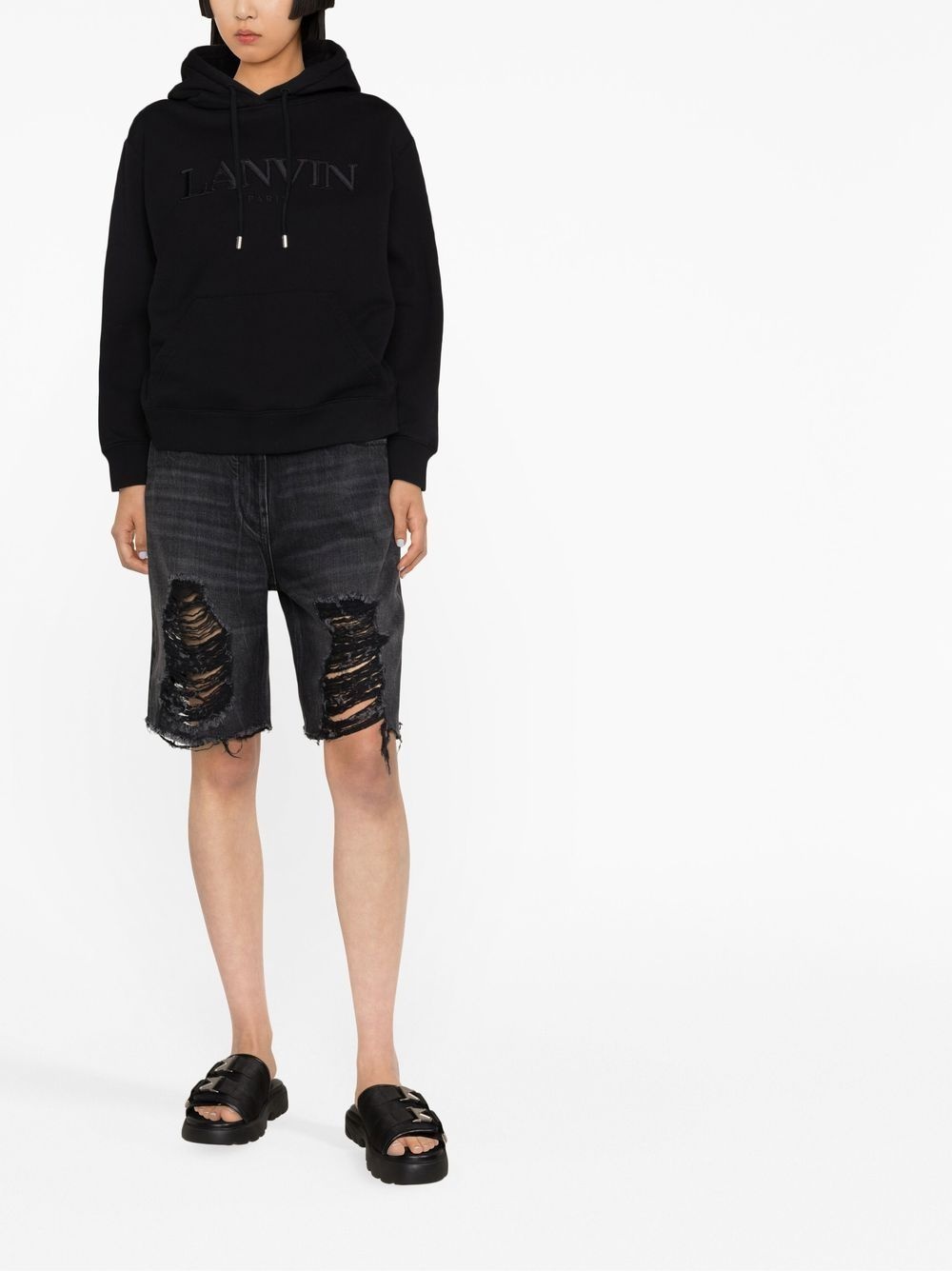 logo-print drawstring hoodie - 2